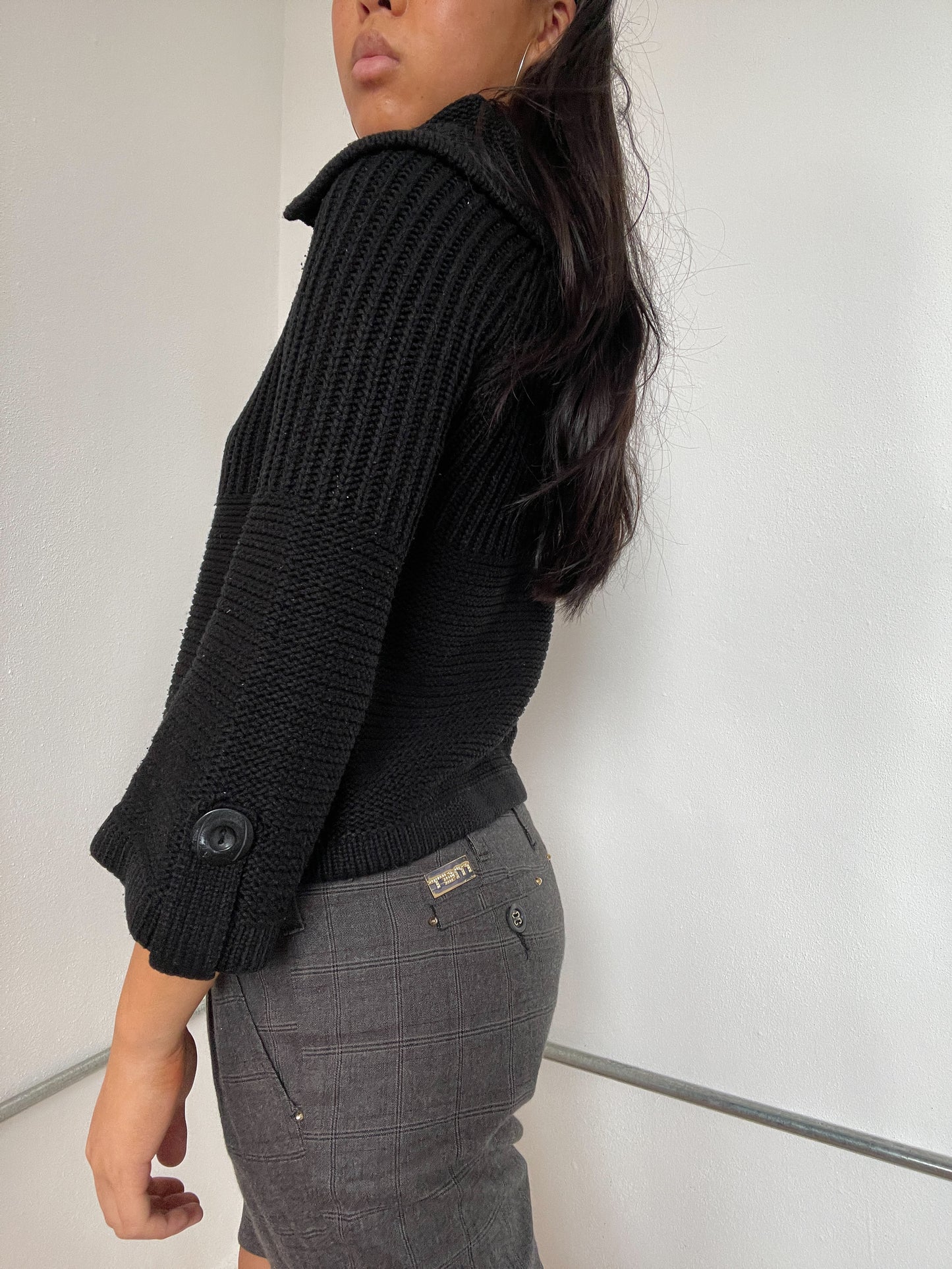 Black Knitted Swing Cardigan