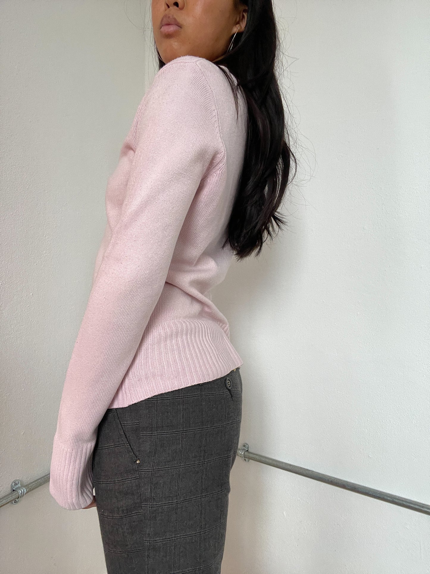 Baby Pink Long Sleeve Button Up Cardigan