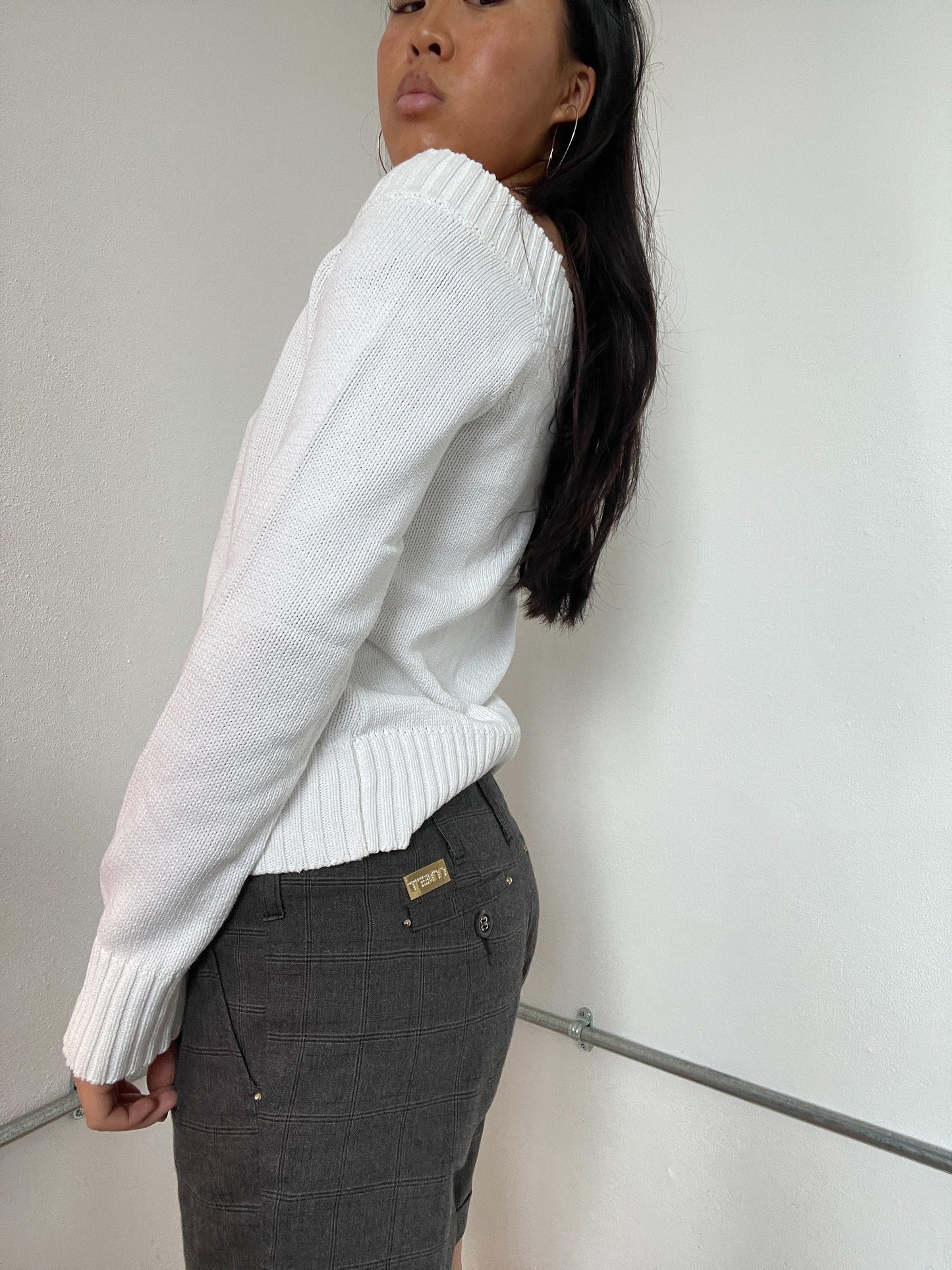 White Bardot Knitted Jumper