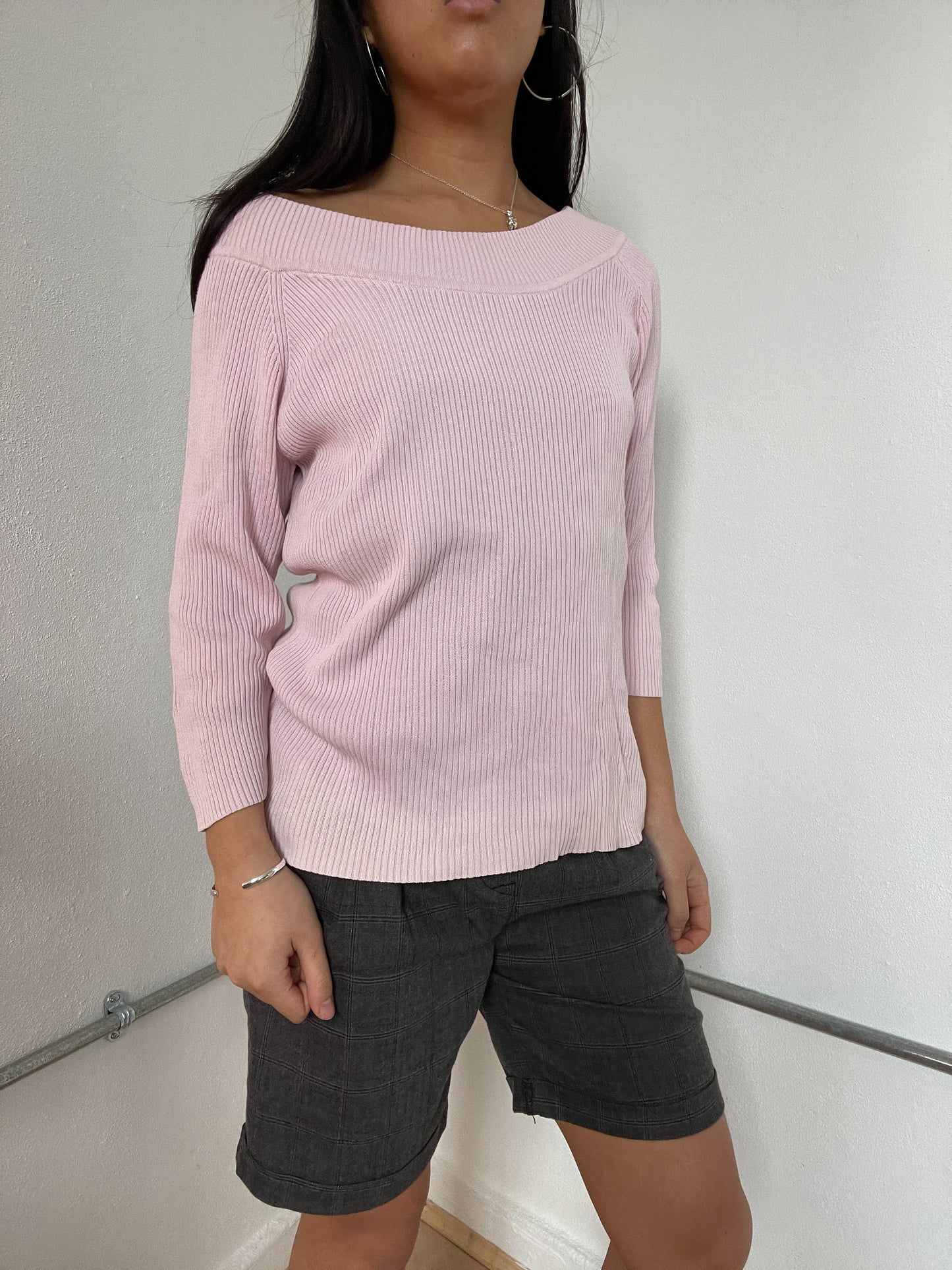 Baby Pink Asymmetric Knit jumper