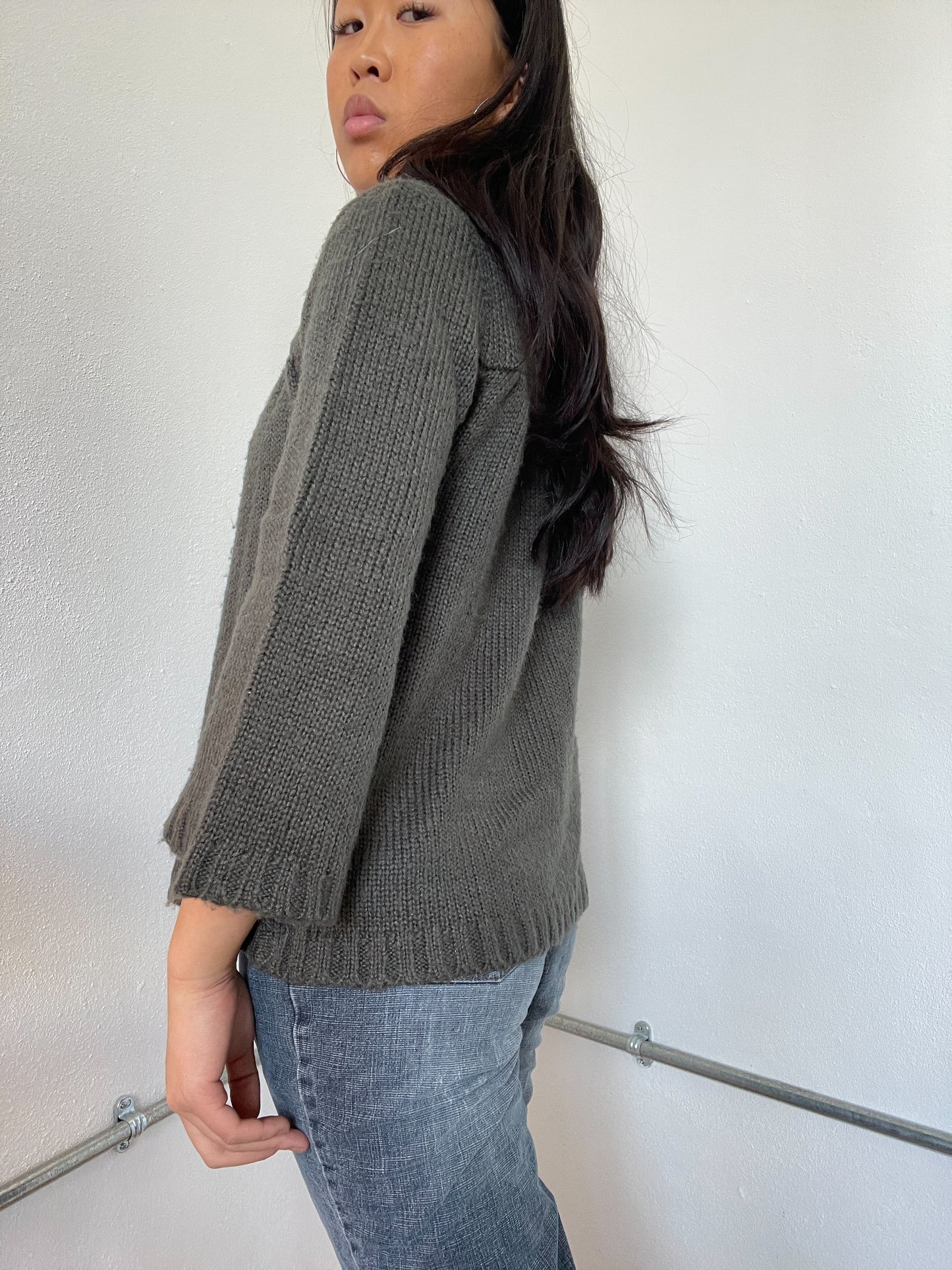 Grey Knitted Cardigan Jumper