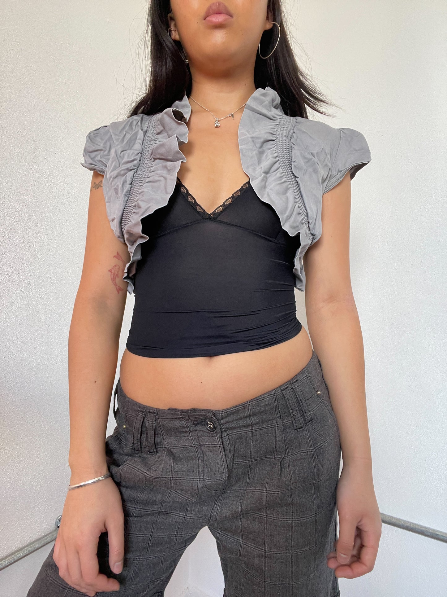 Grey Short Sleeve Puffy Bolero