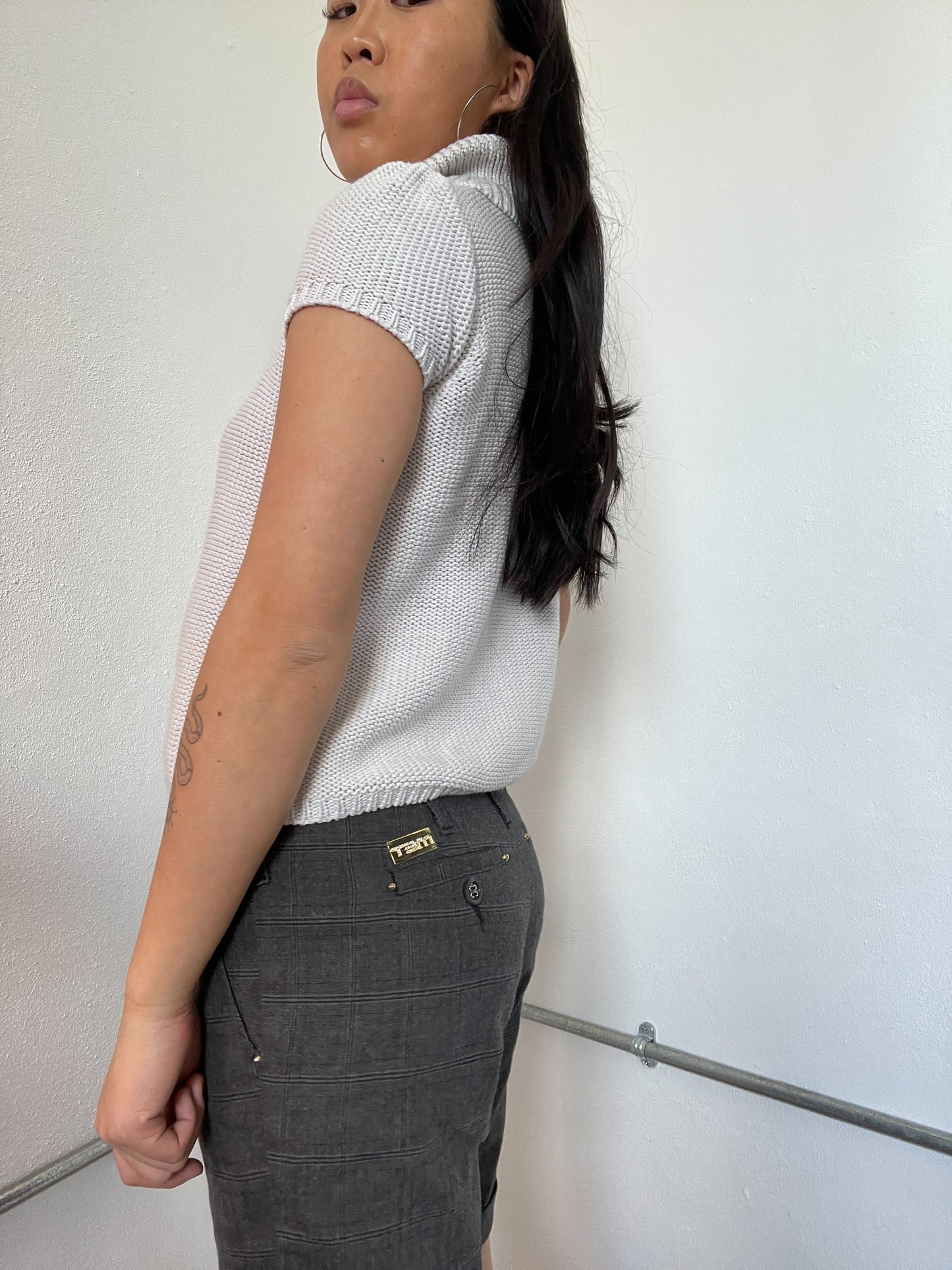 Light Grey Knitted Short Sleeve