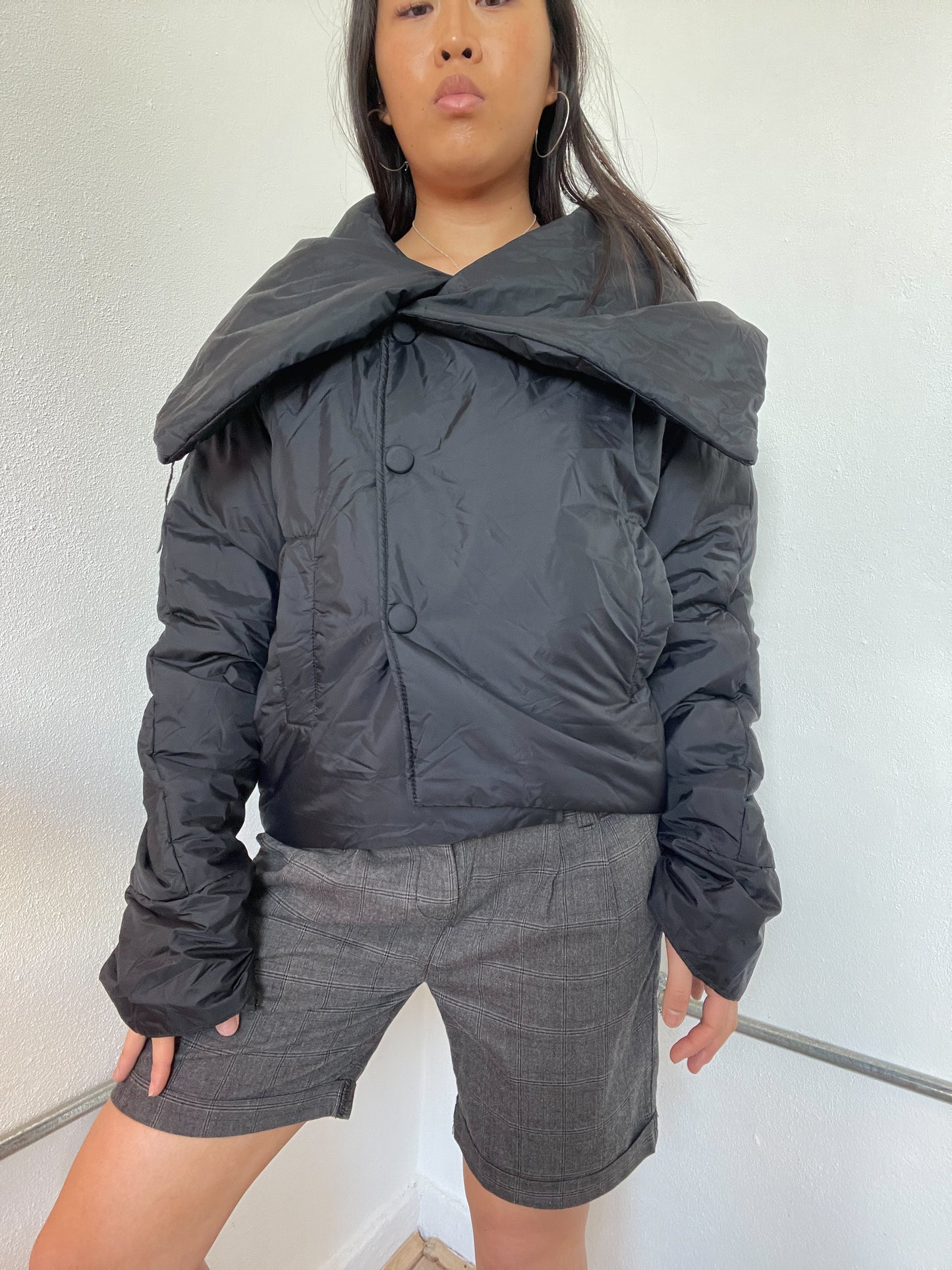 Black Boxy Puffer Cop Copine Puffer Jacket