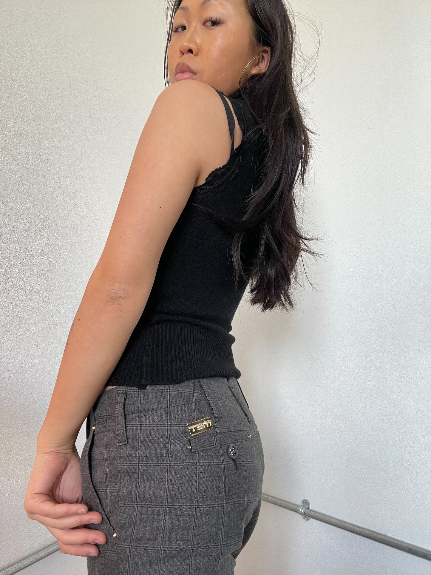 Black Knitted Turtleneck knit Vest Top