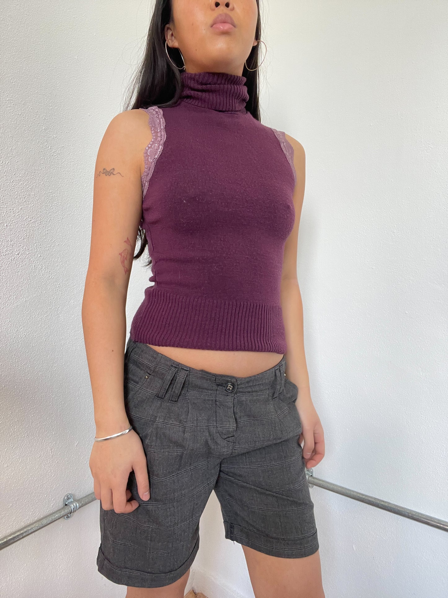 Plum Purple Knitted Turtleneck Top