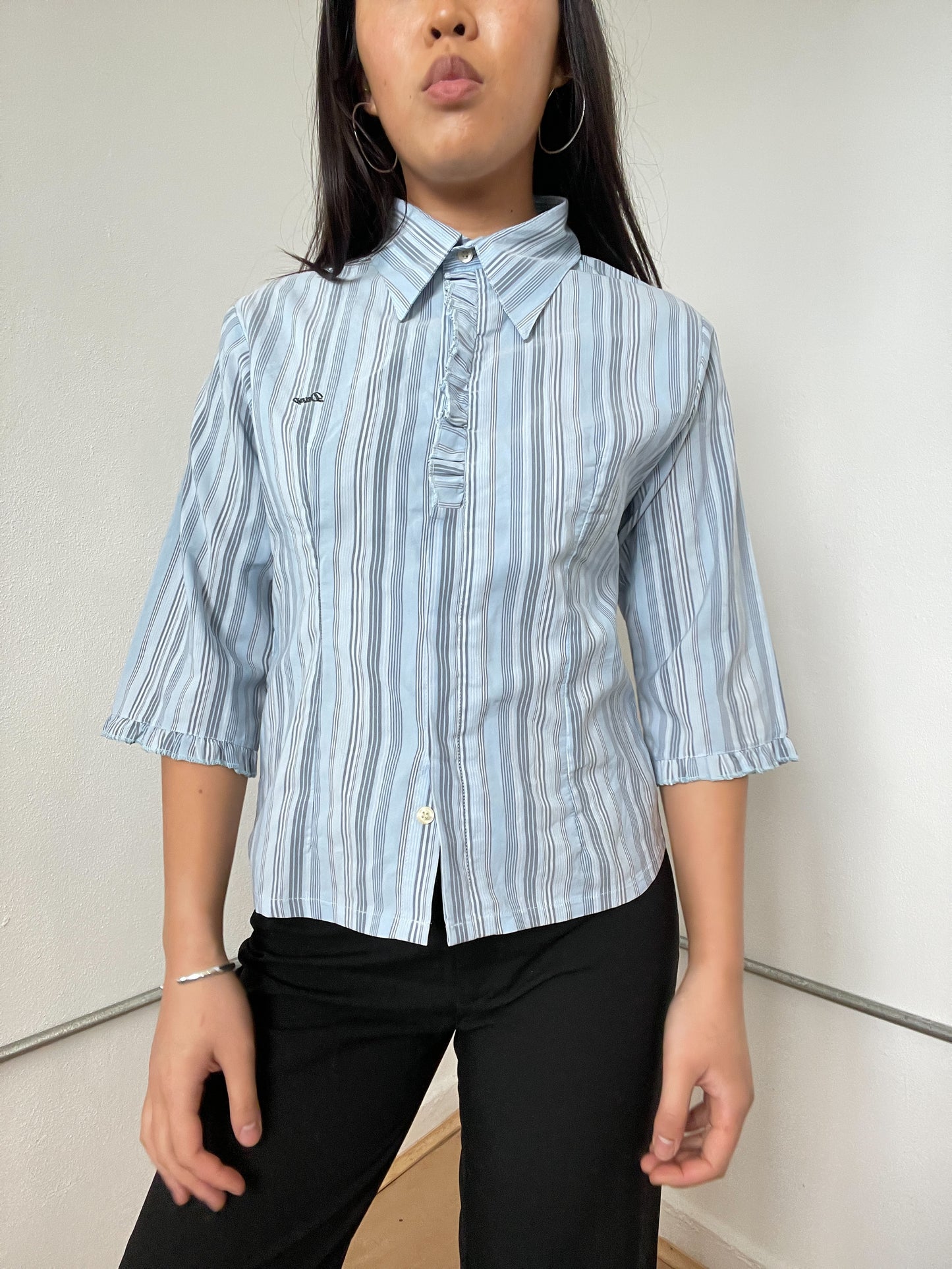 Blue Stripy Patterned Shirt