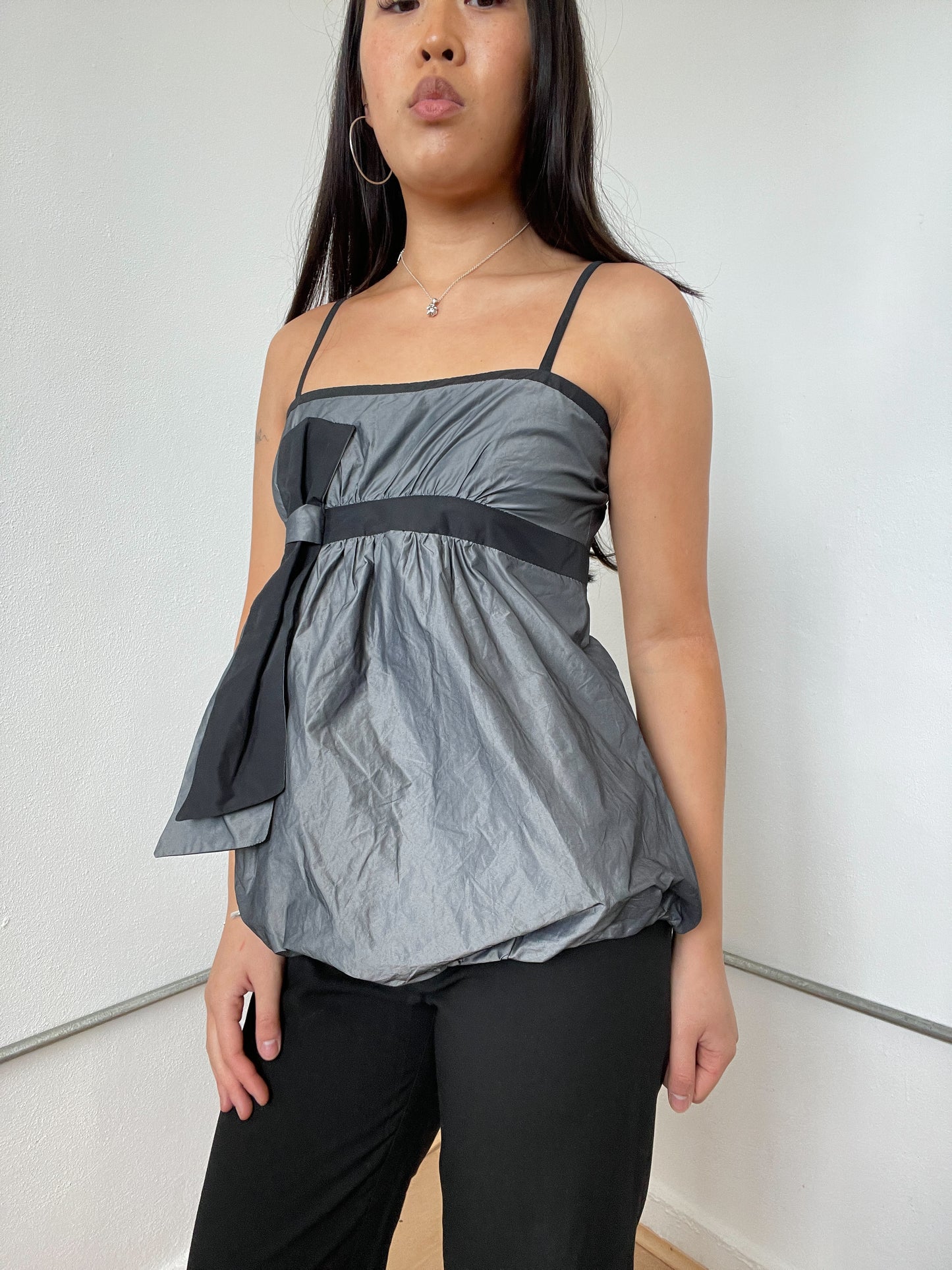 Grey Shiny Bubble Cami Top