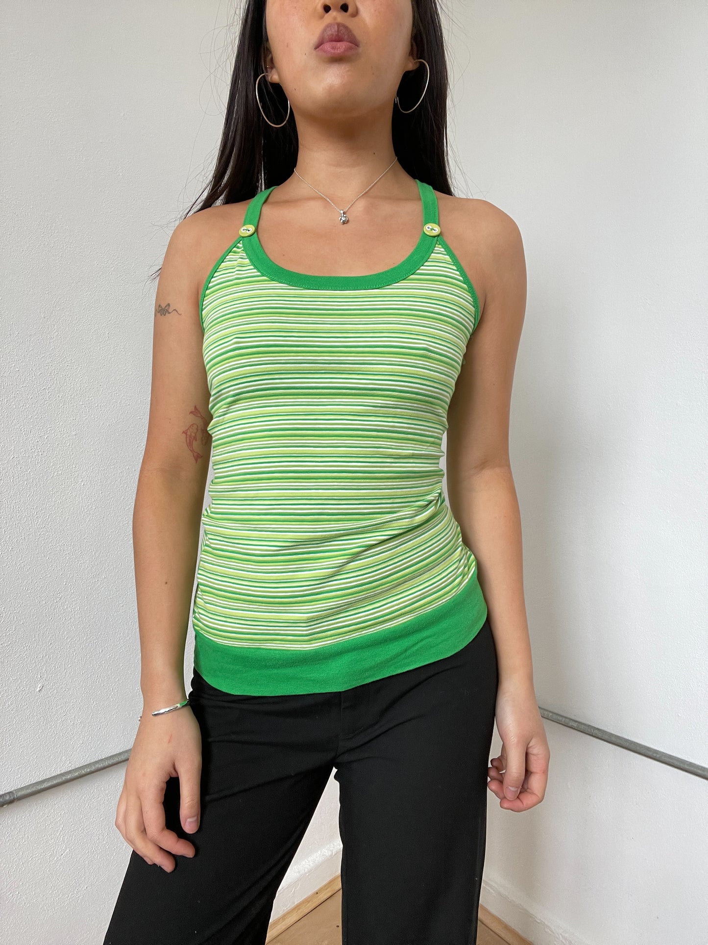 Green Patterned Cami Top