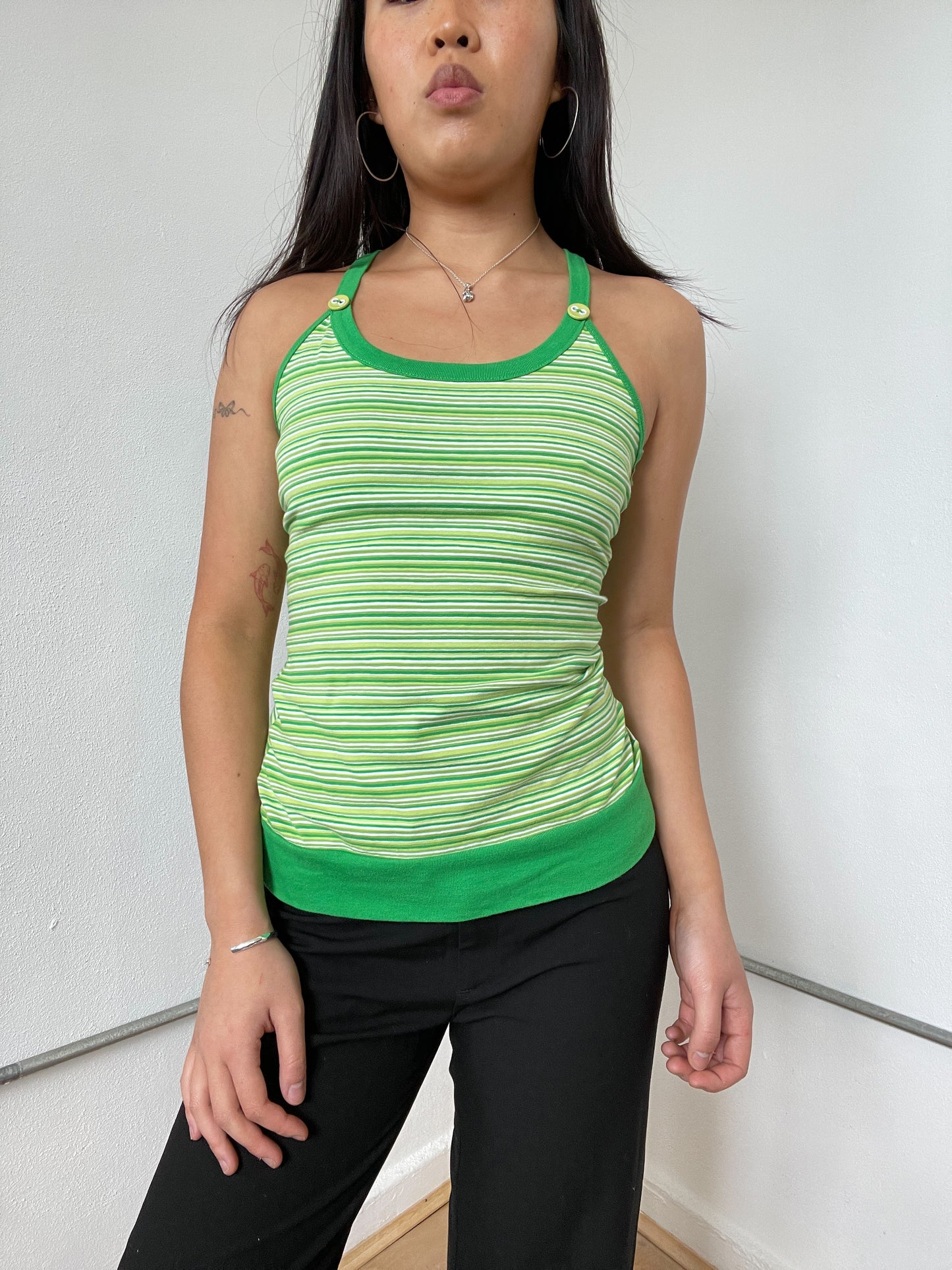 Green Patterned Cami Top