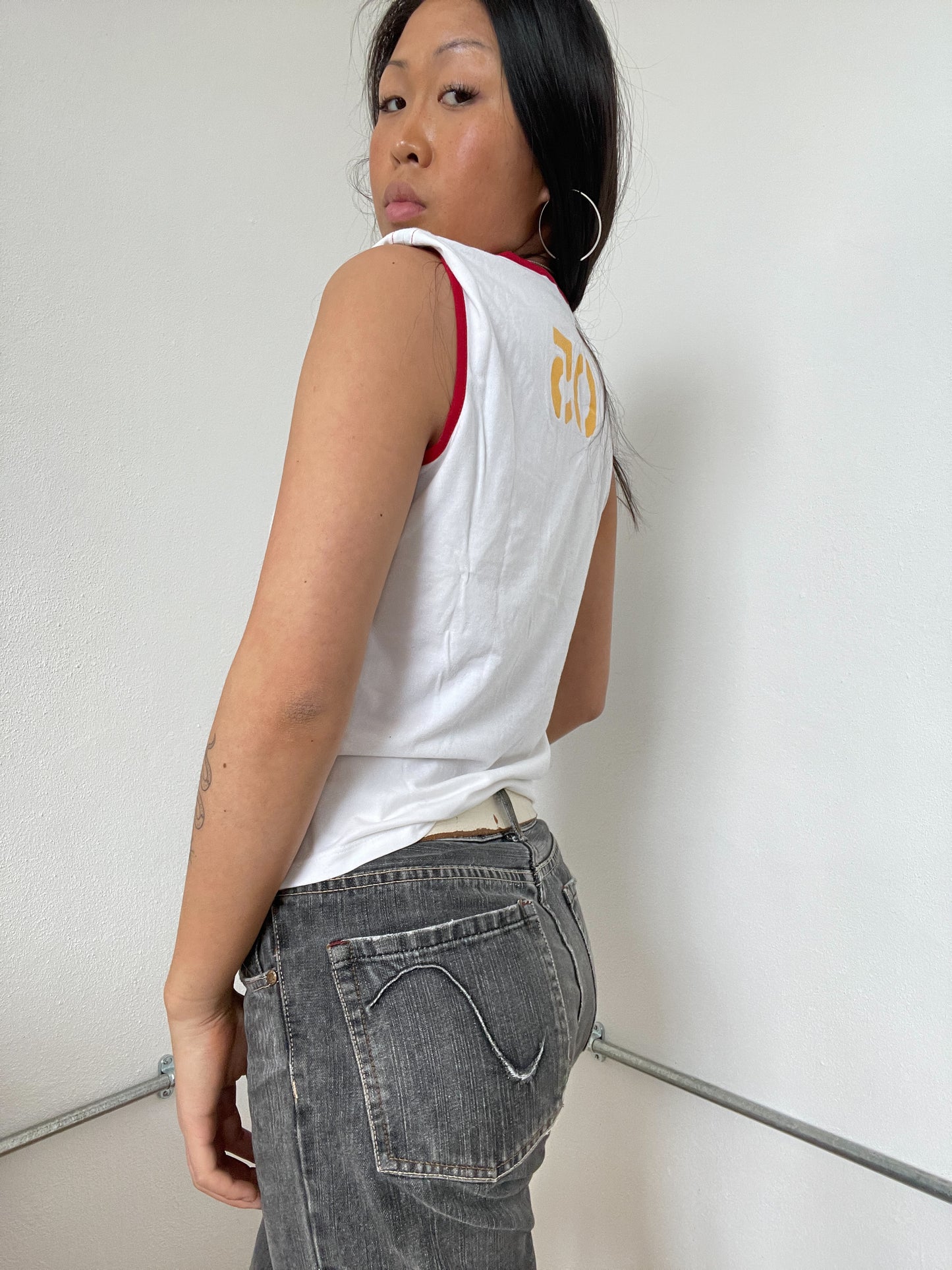 White Graphic Cop Copine Vest Top