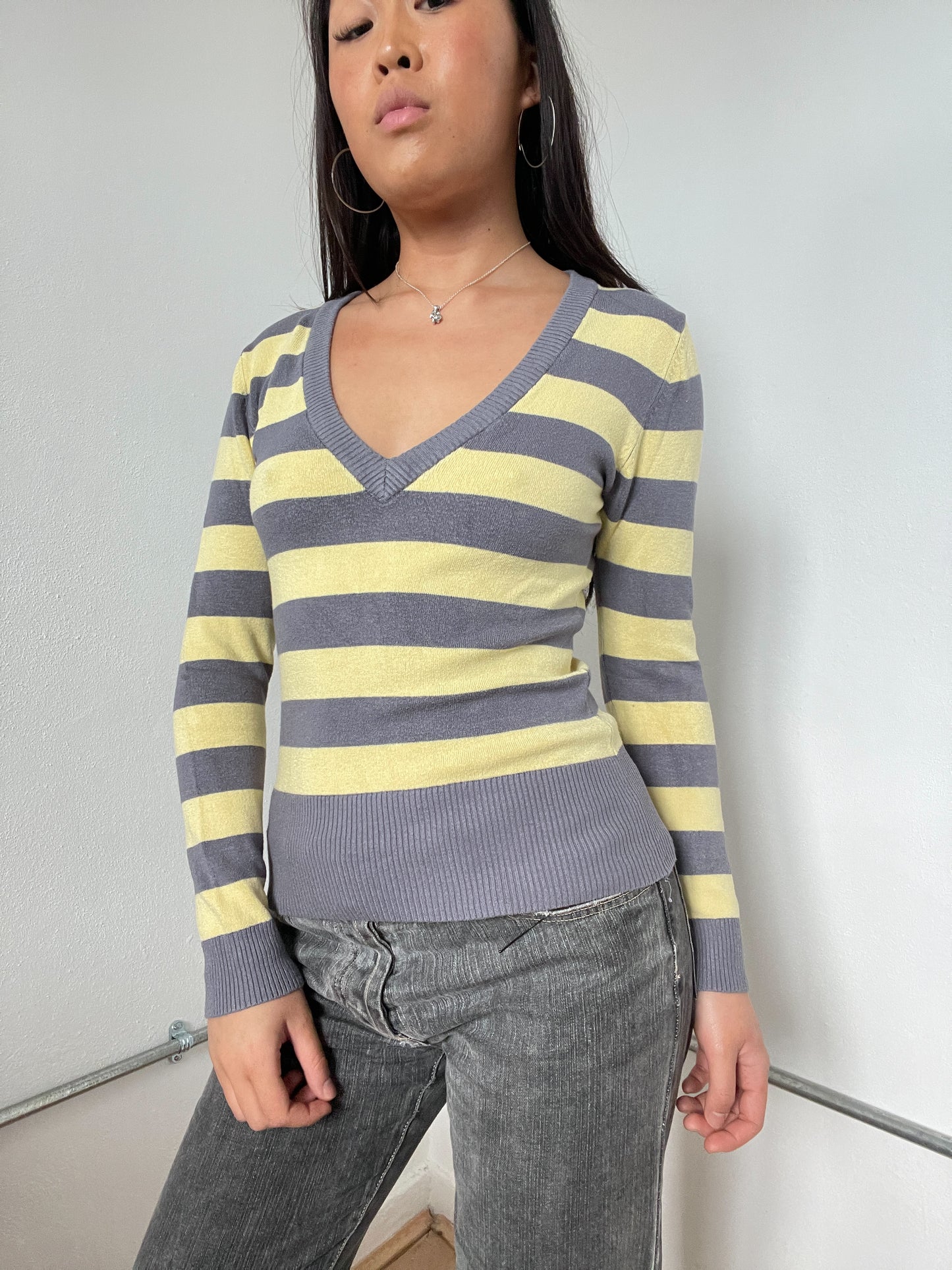 Stripy V-Neck Long Sleeve