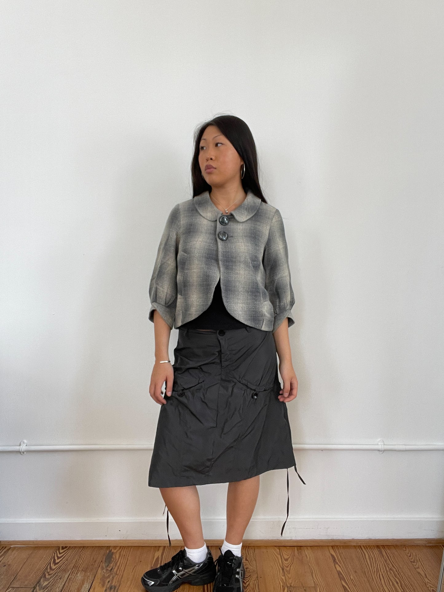 Blue And Grey Tartan Swing Jacket