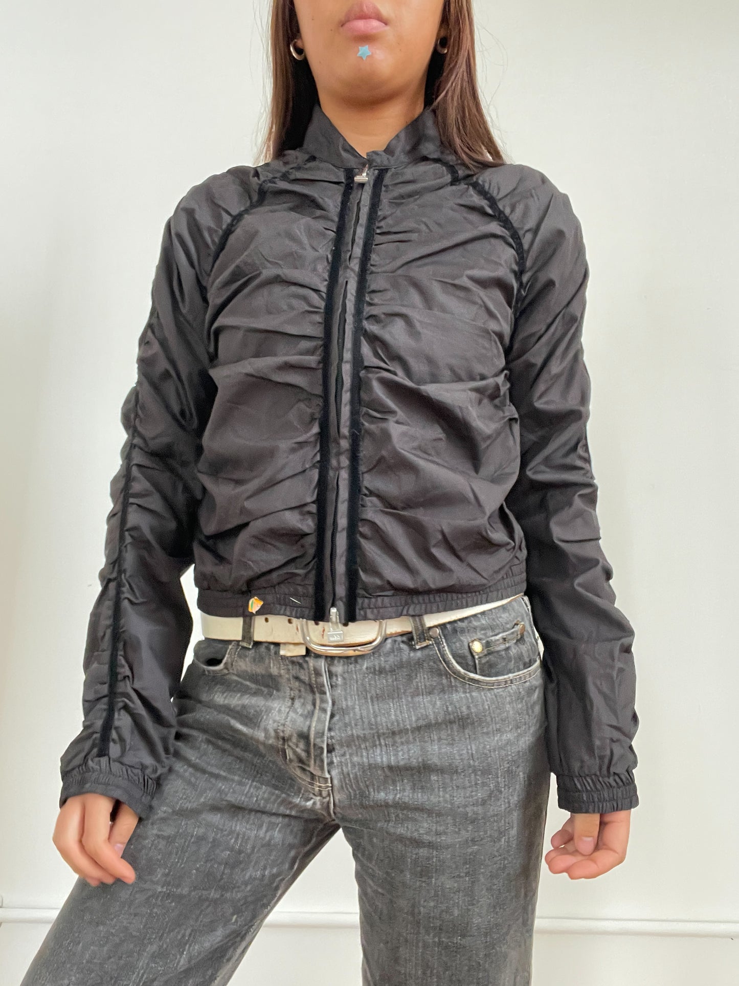 Vintage Ruched Grey And Black Jacket