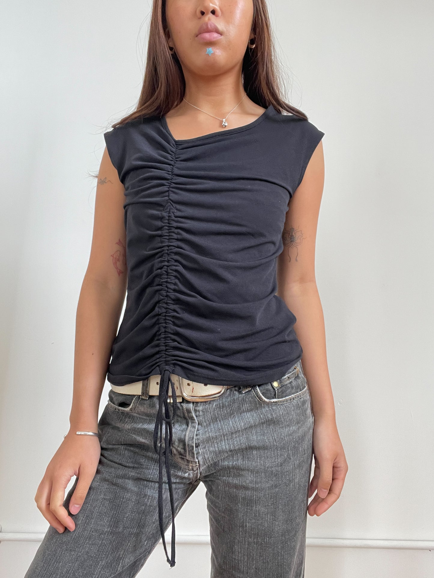 Vintage Black Rushed Top