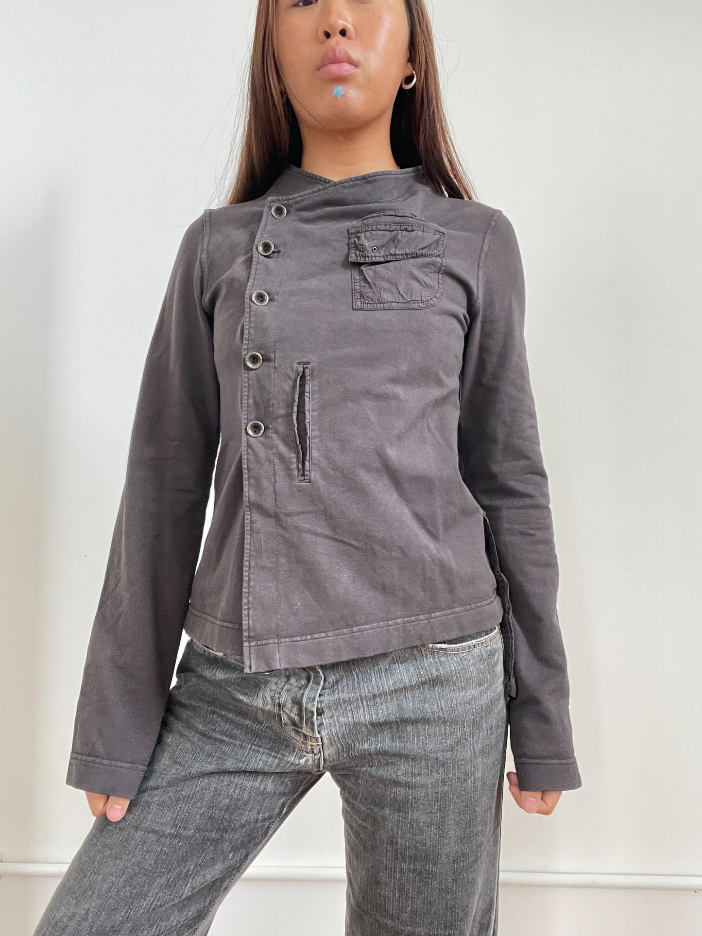 Vintage Light Grey Asymmetric Cop Copine Jumper