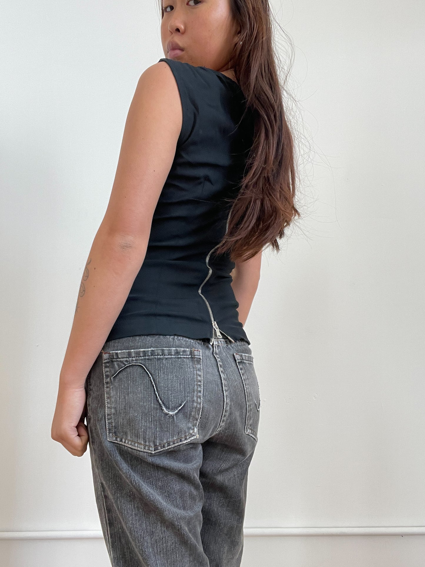 Vintage Grey Ruched D&G Tank Top