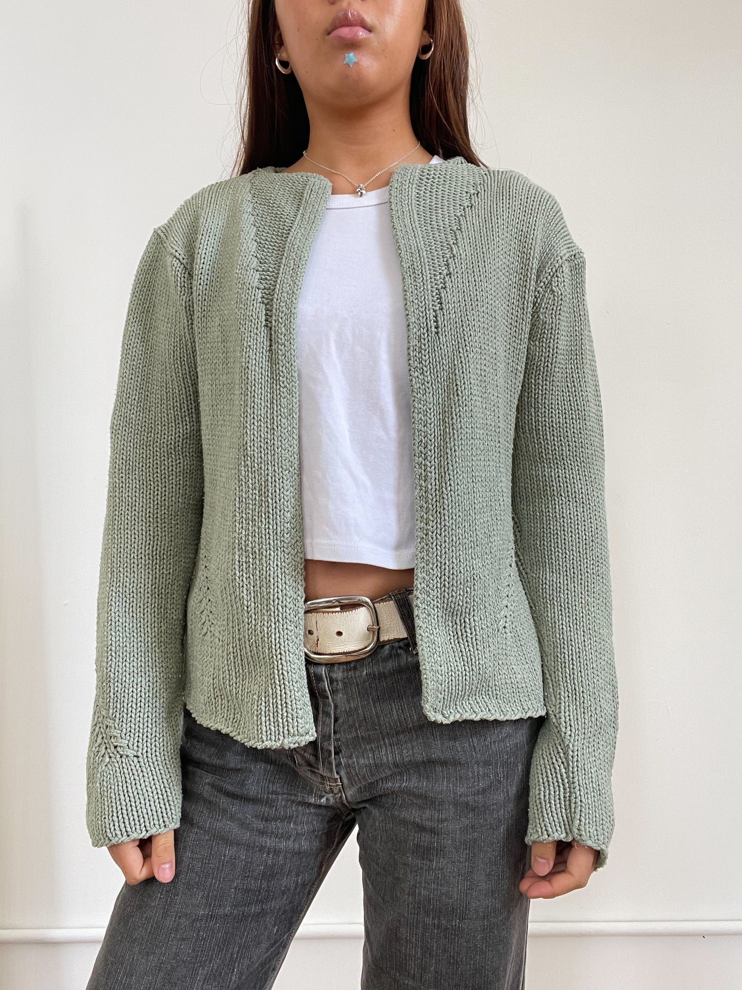 Vintage Green Structured Cardigan