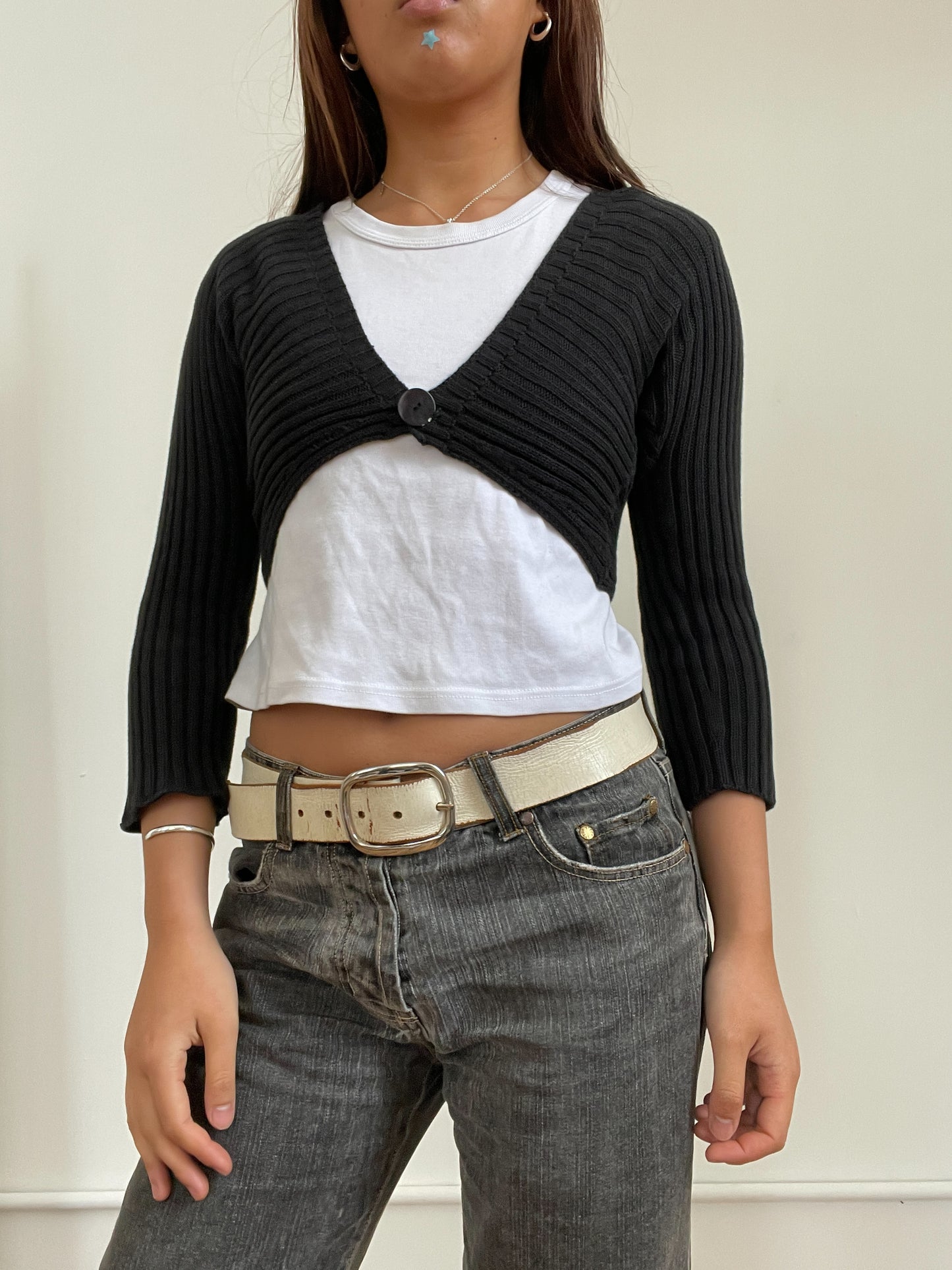 Black Knit Mini Cardigan