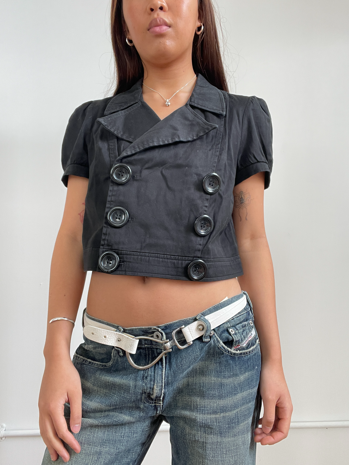 Vintage Black Swing Crop Top