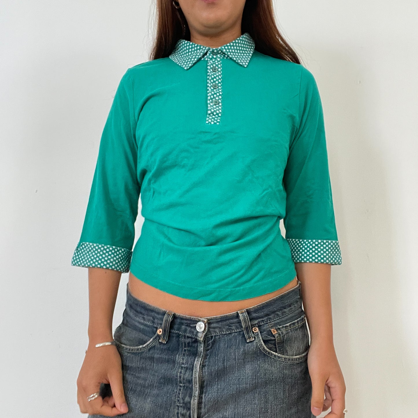 Vintage Teal Green Collared Shirt