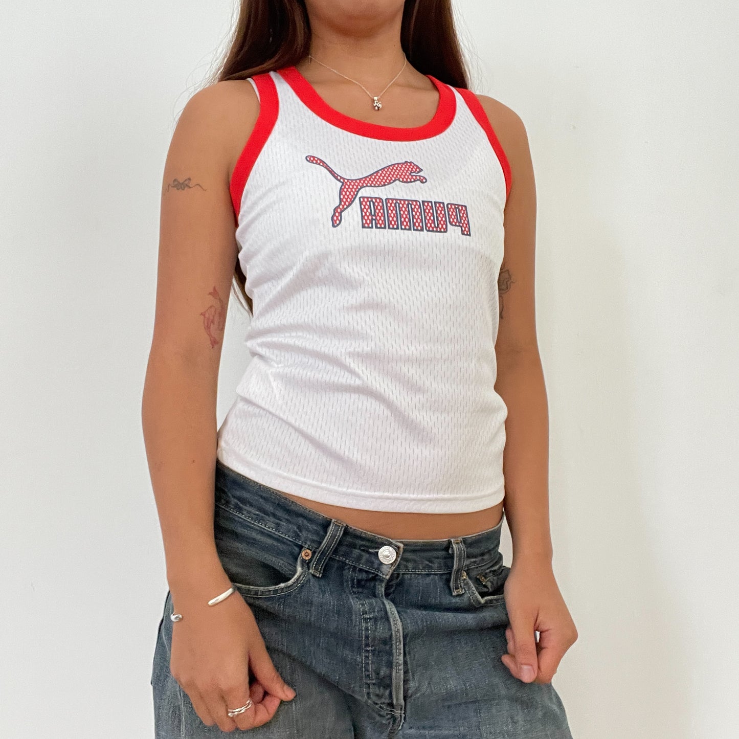 Vintage White Puma Vest Top