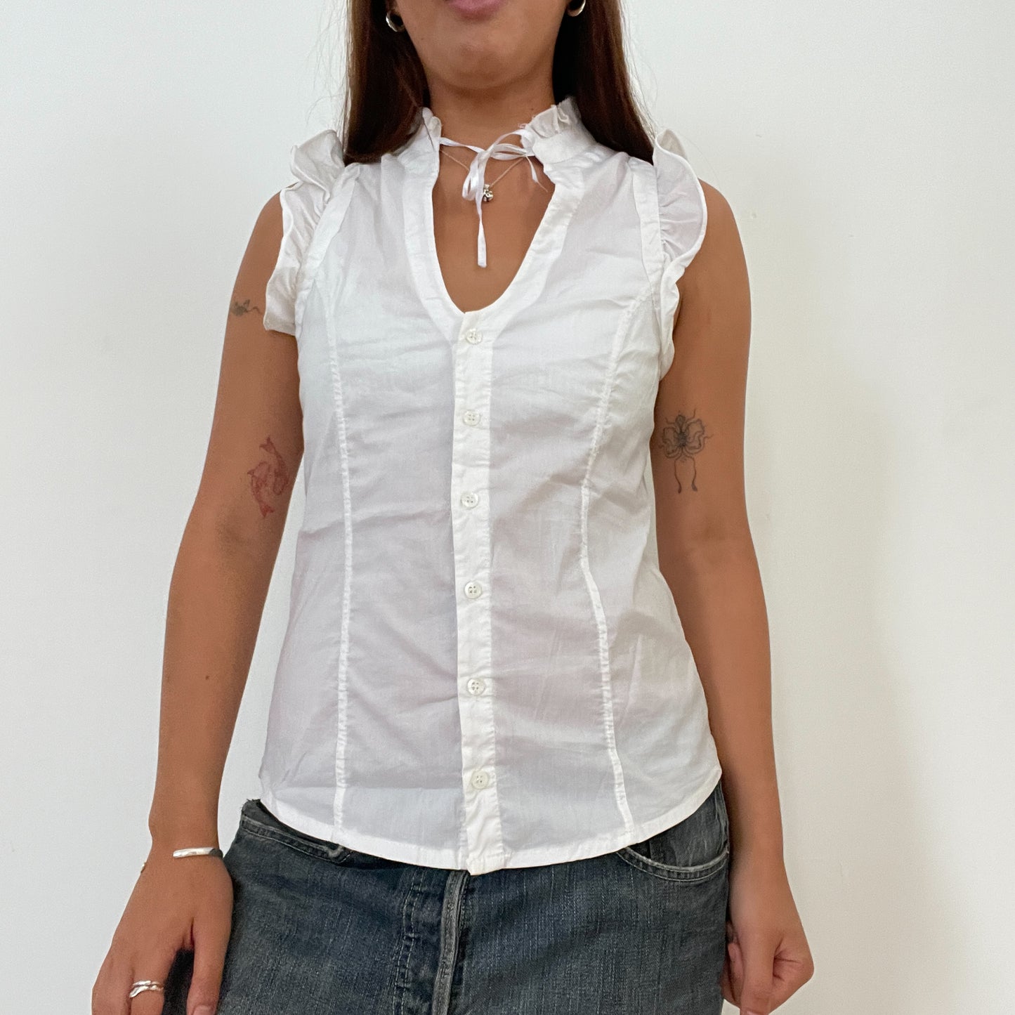 Vintage White Babydoll Vest Top
