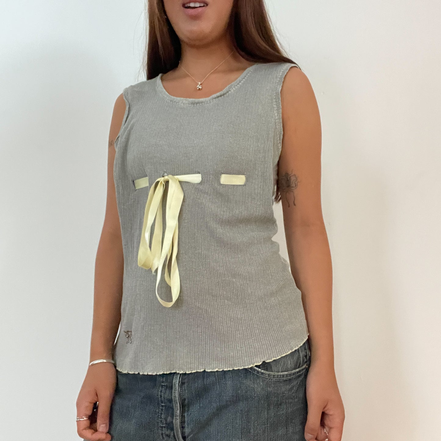 Vintage Grey Knitted Vest Top