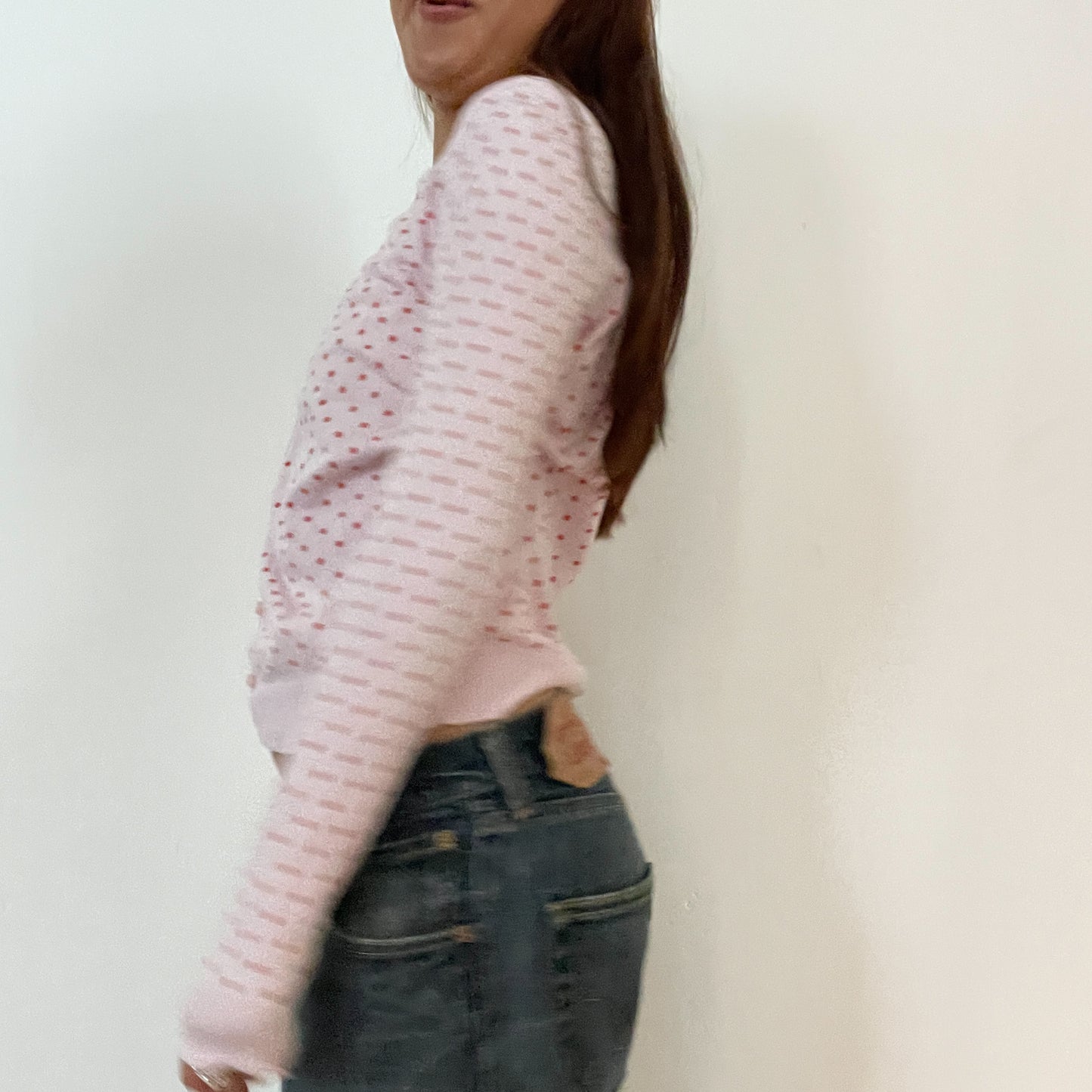 Vintage Baby Pink Polka Dot Cardigan