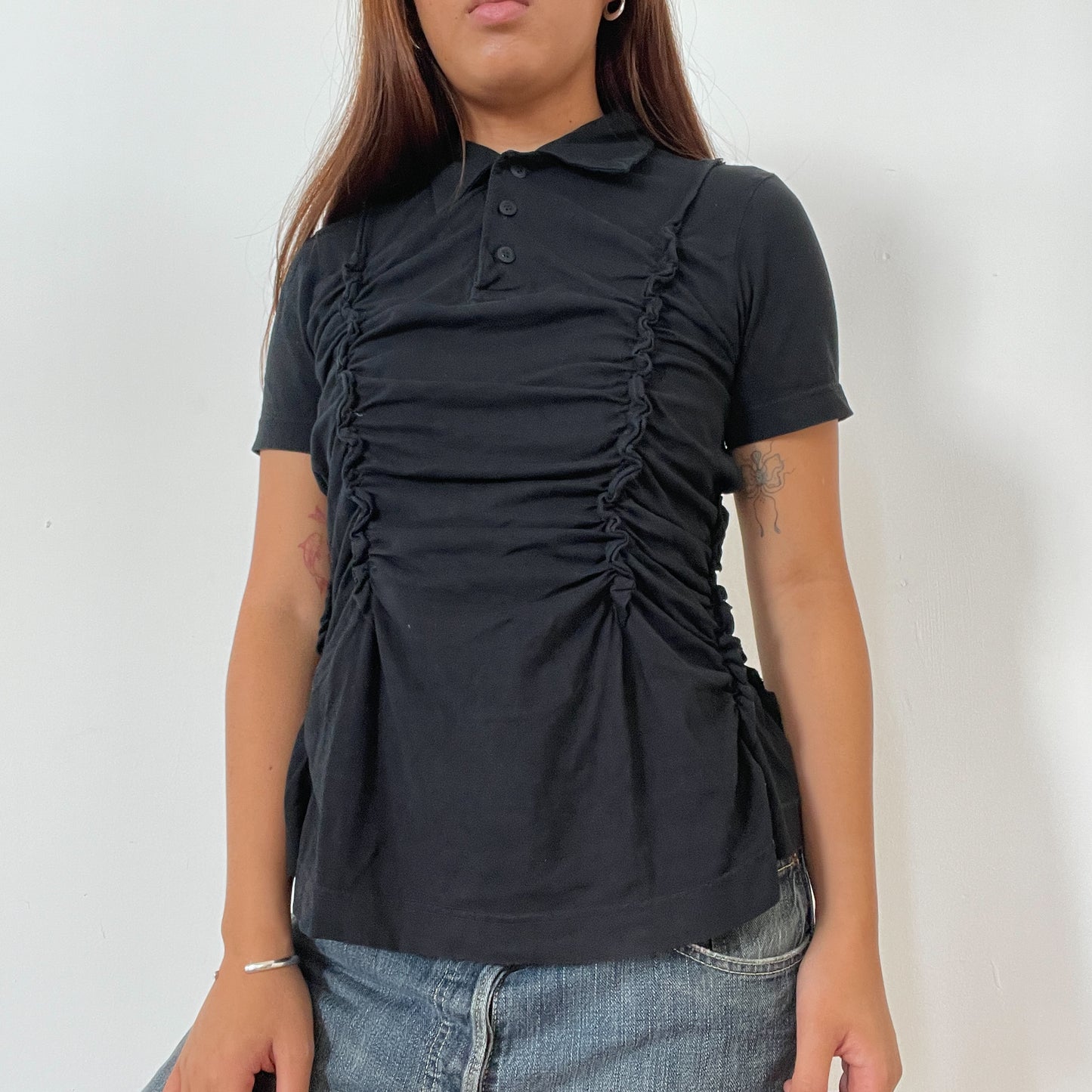 Black Ruched Baby Tee