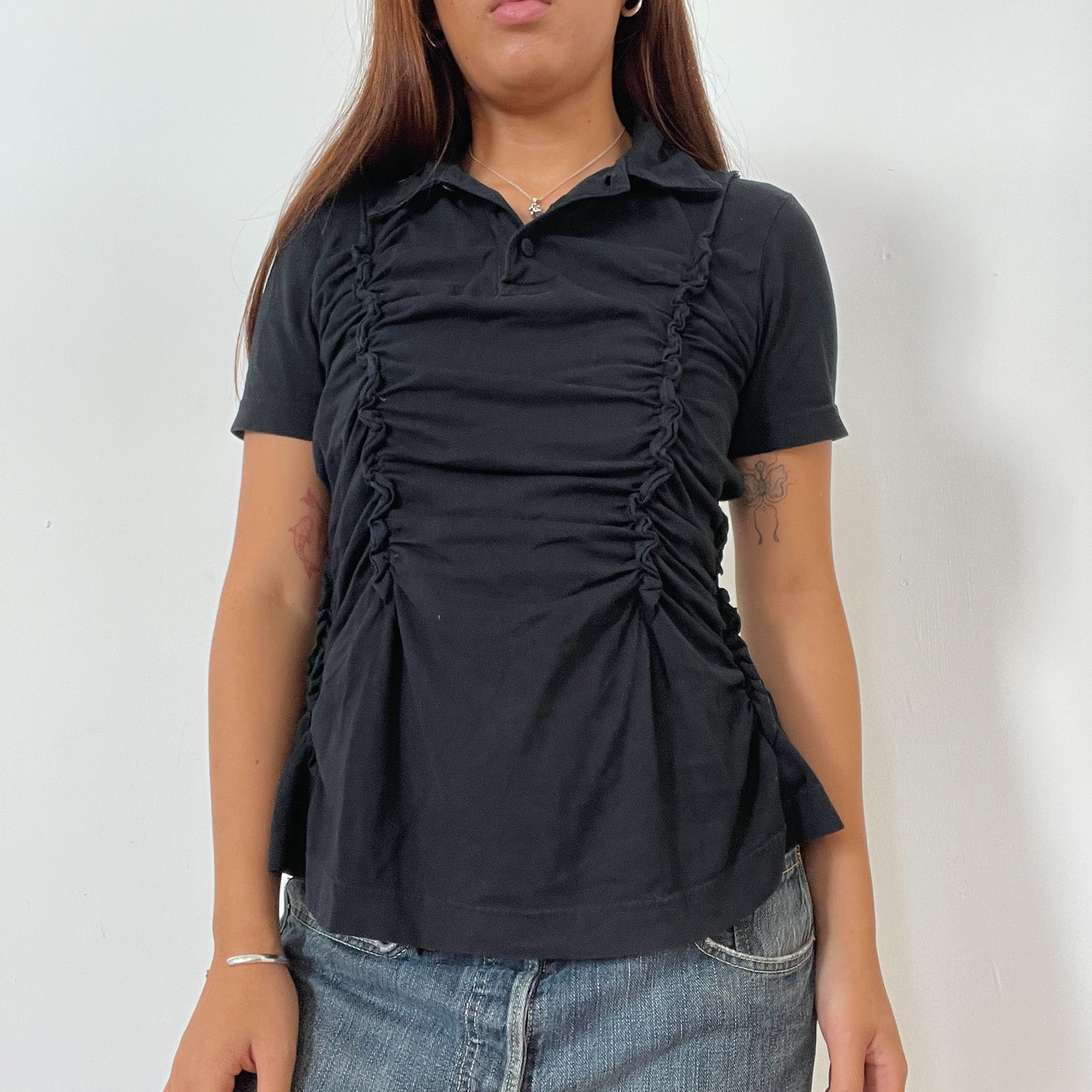 Black Ruched Baby Tee