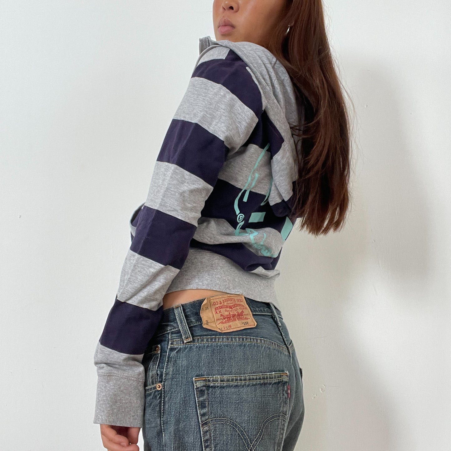 Navy And Grey Stripy Hoodie