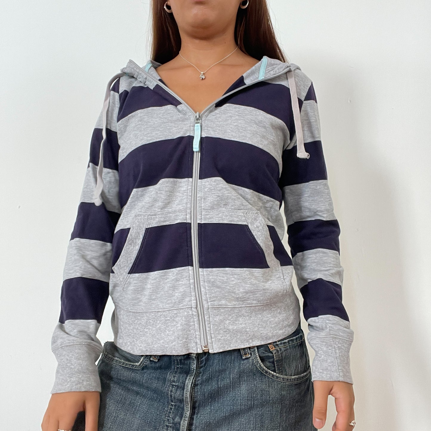 Navy And Grey Stripy Hoodie