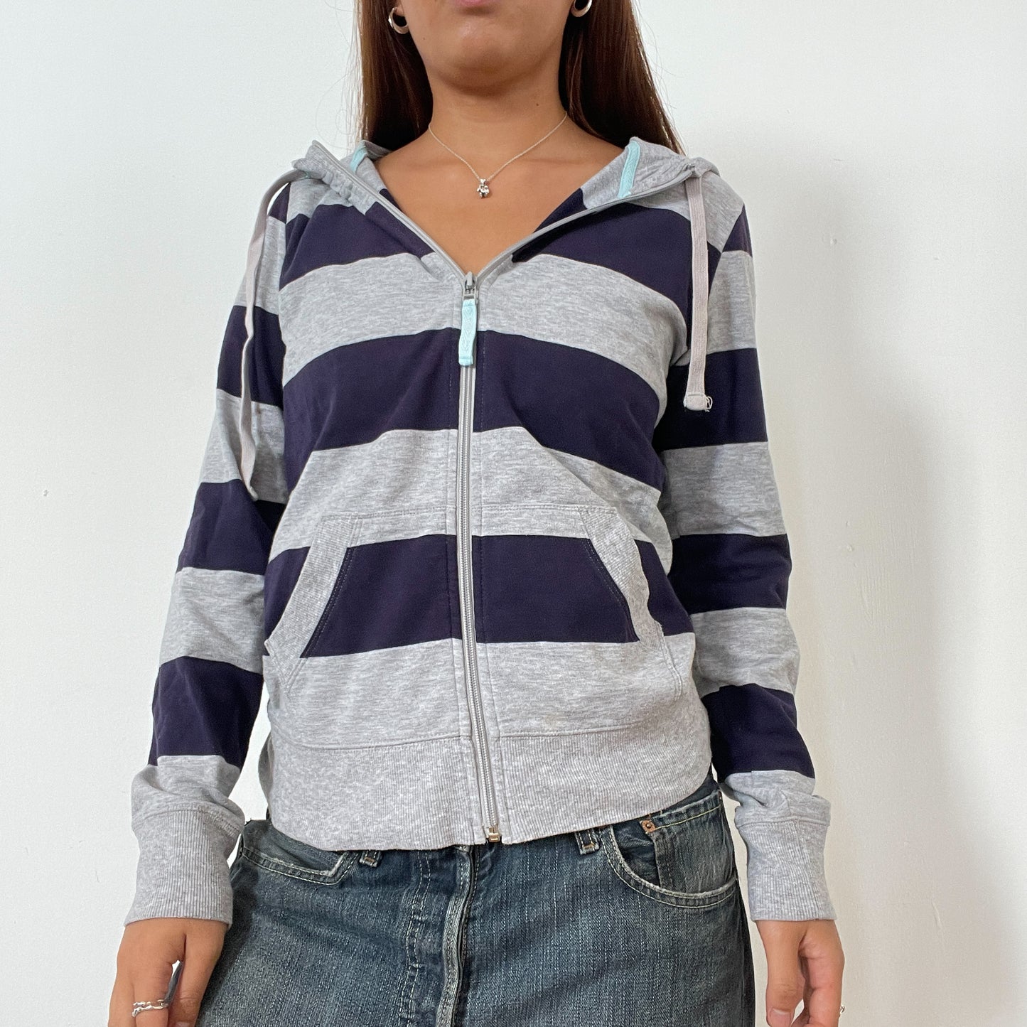 Navy And Grey Stripy Hoodie