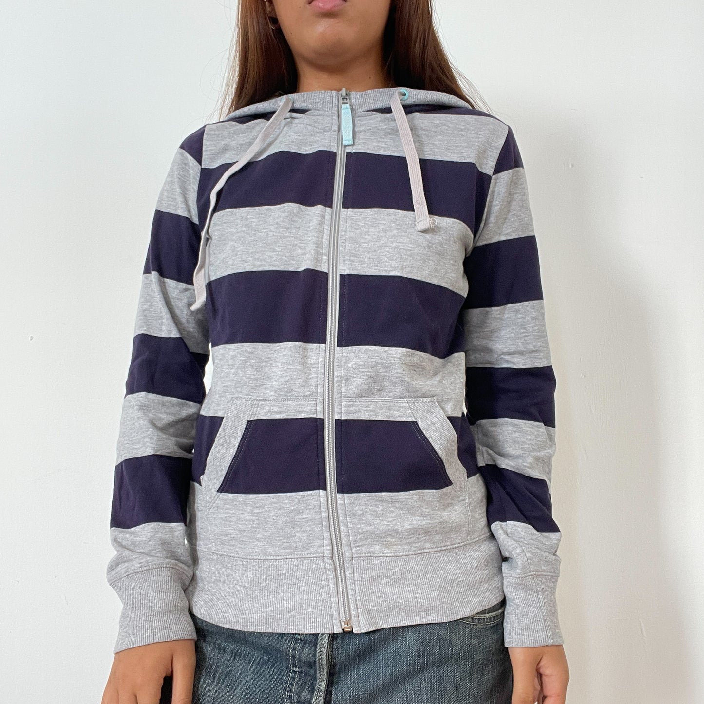 Navy And Grey Stripy Hoodie