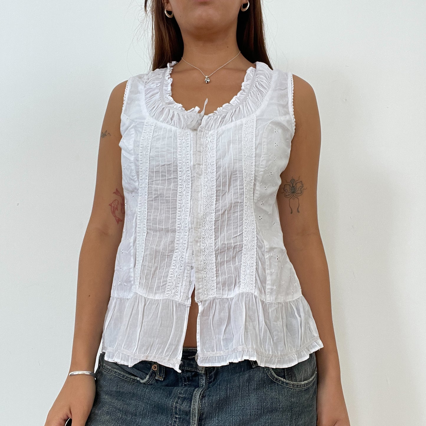 Vintage White BabyDoll Vest Top