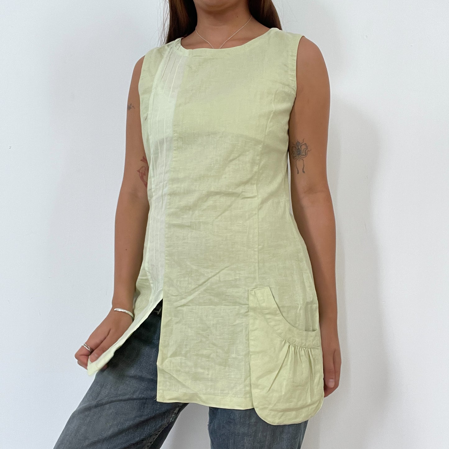 Vintage Yellow Linen Tunic Top