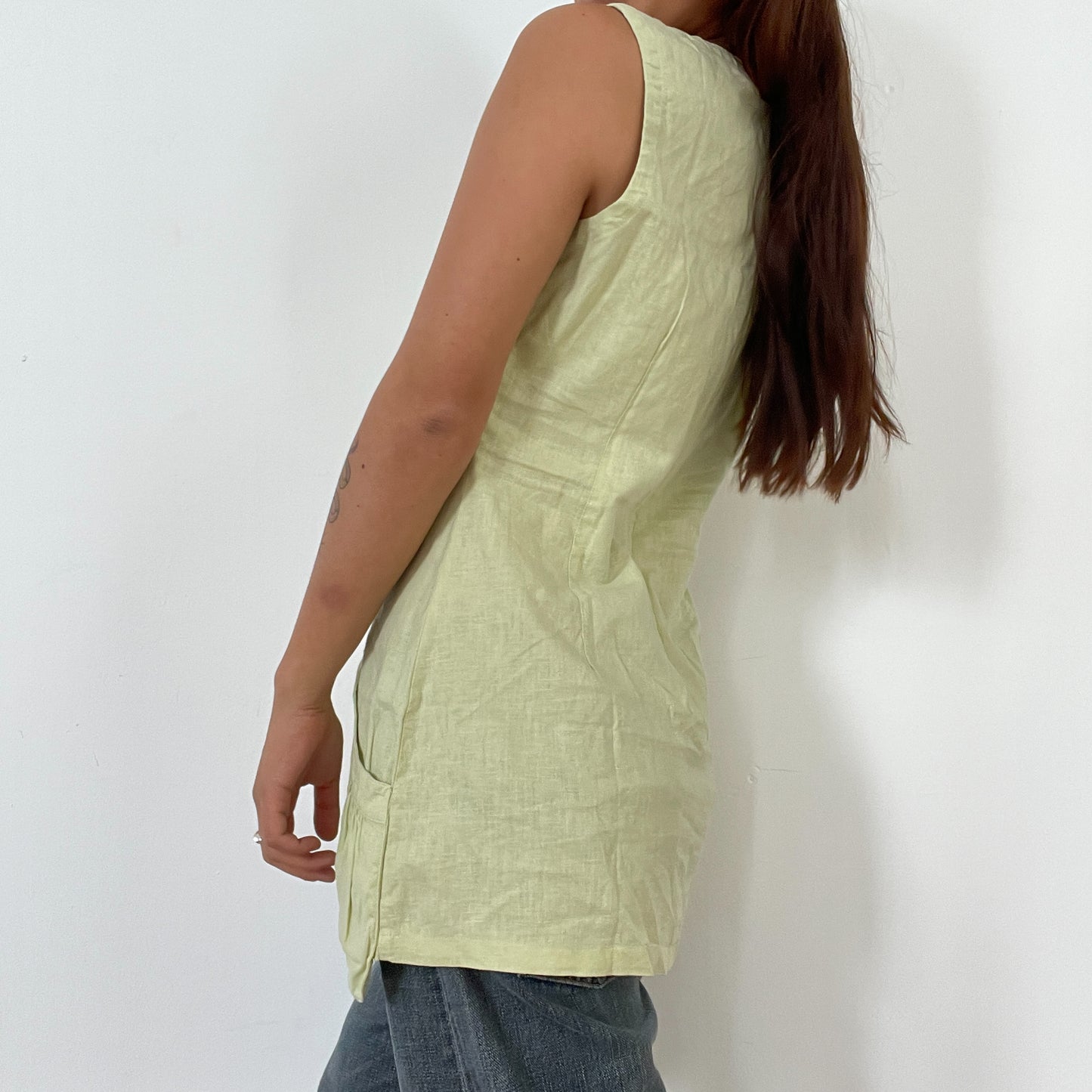 Vintage Yellow Linen Tunic Top