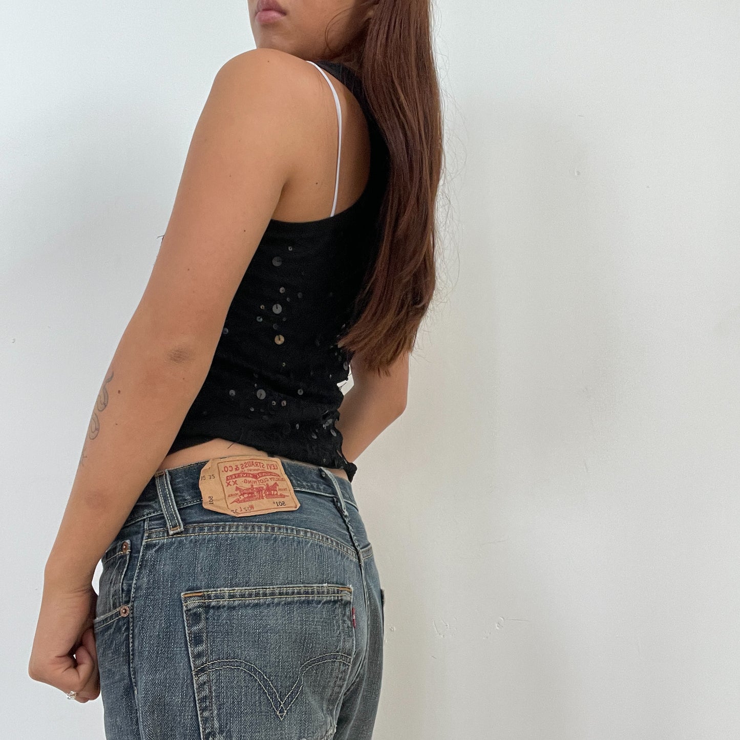 Vintage Black Sequin Vest Top