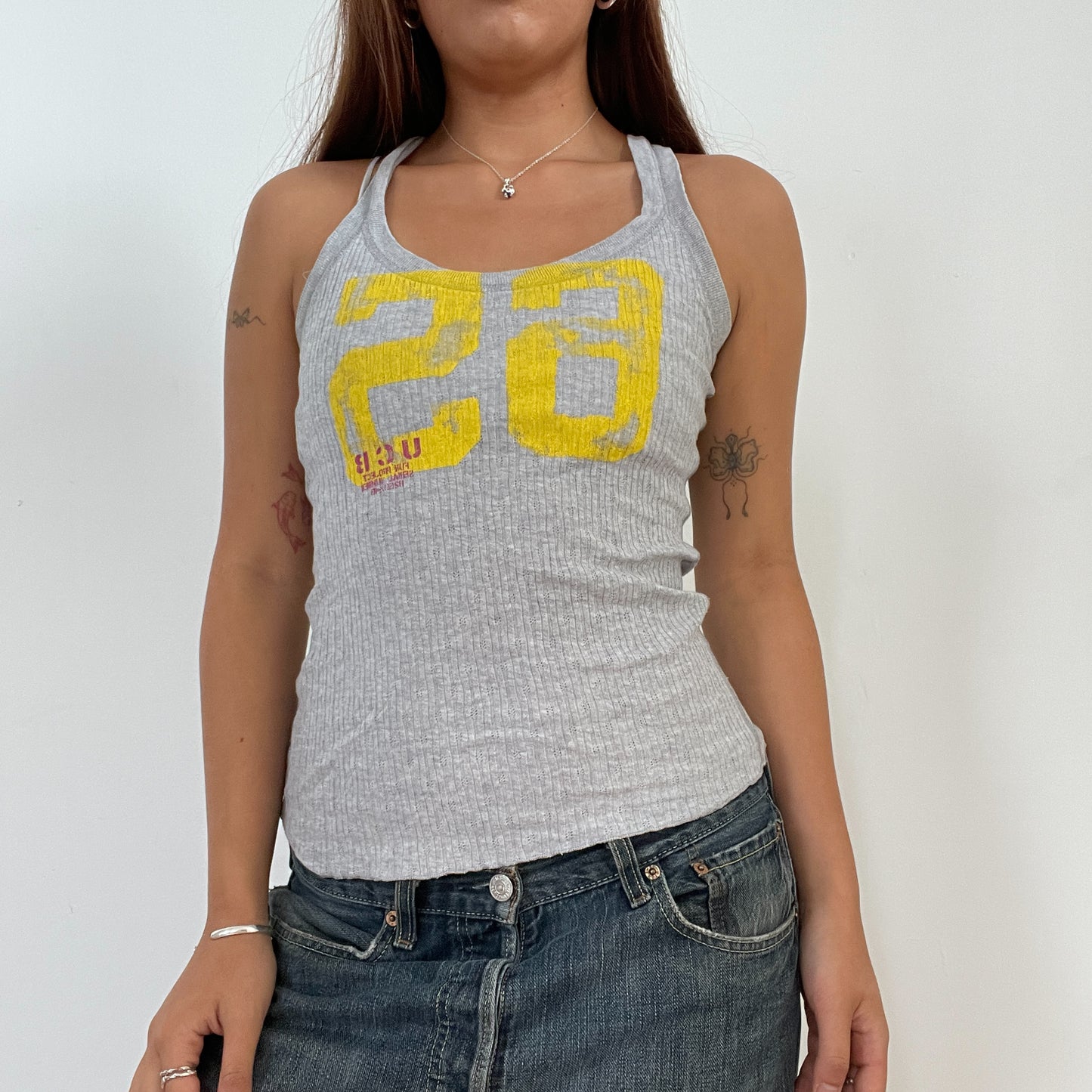 Vintage Grey Sporty Ribbed Vest