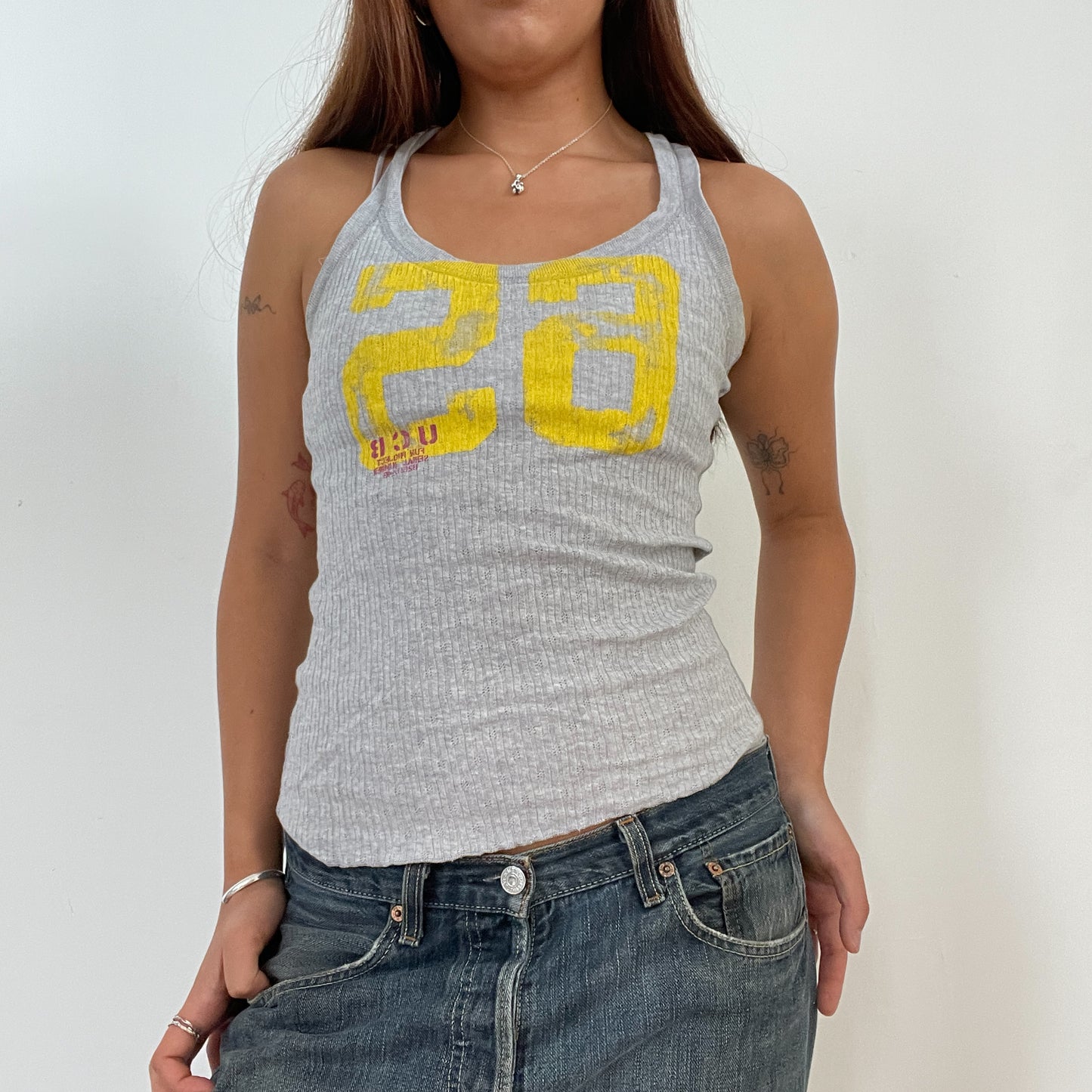 Vintage Grey Sporty Ribbed Vest