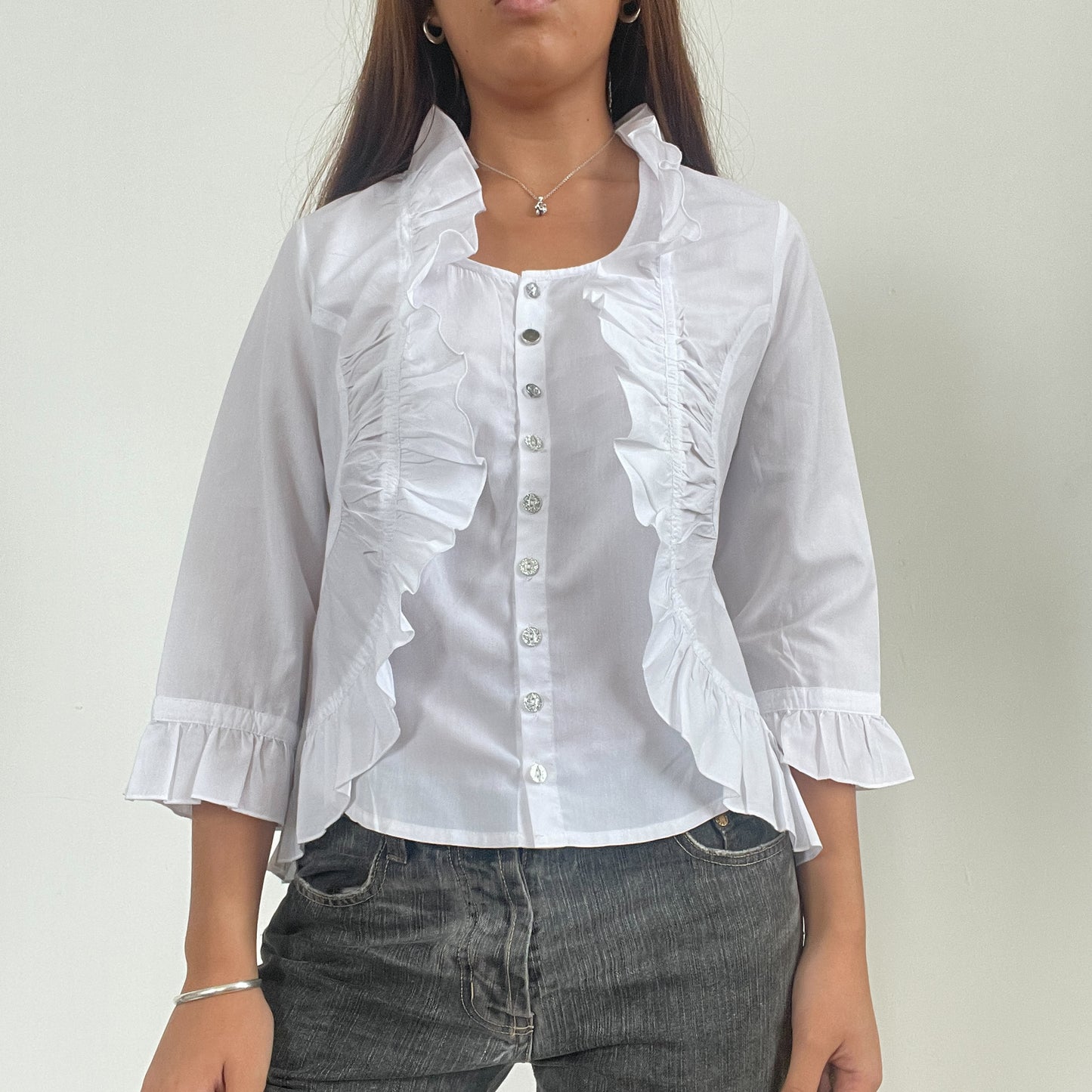Vintage White Ruffle Layered Top
