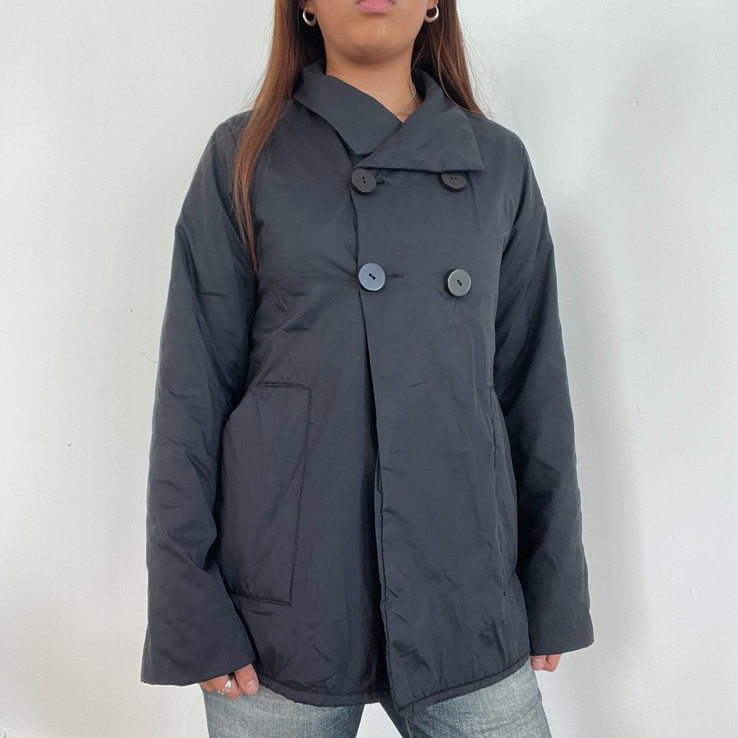 Vintage Black Trench Cop Copine Coat