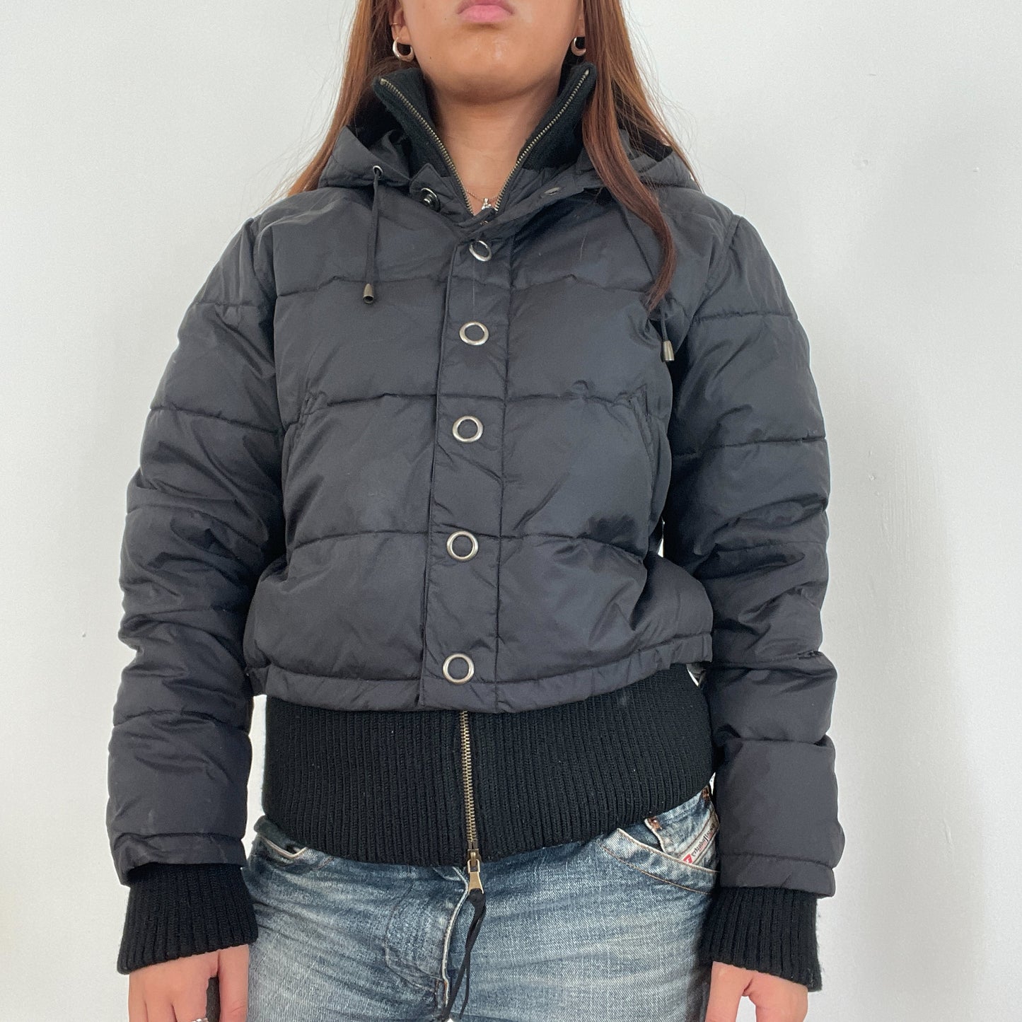 Vintage Black Double Layered Puffer Jacket