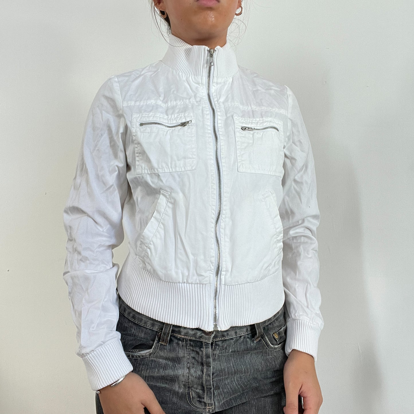 Vintage White Utility Cargo Jacket