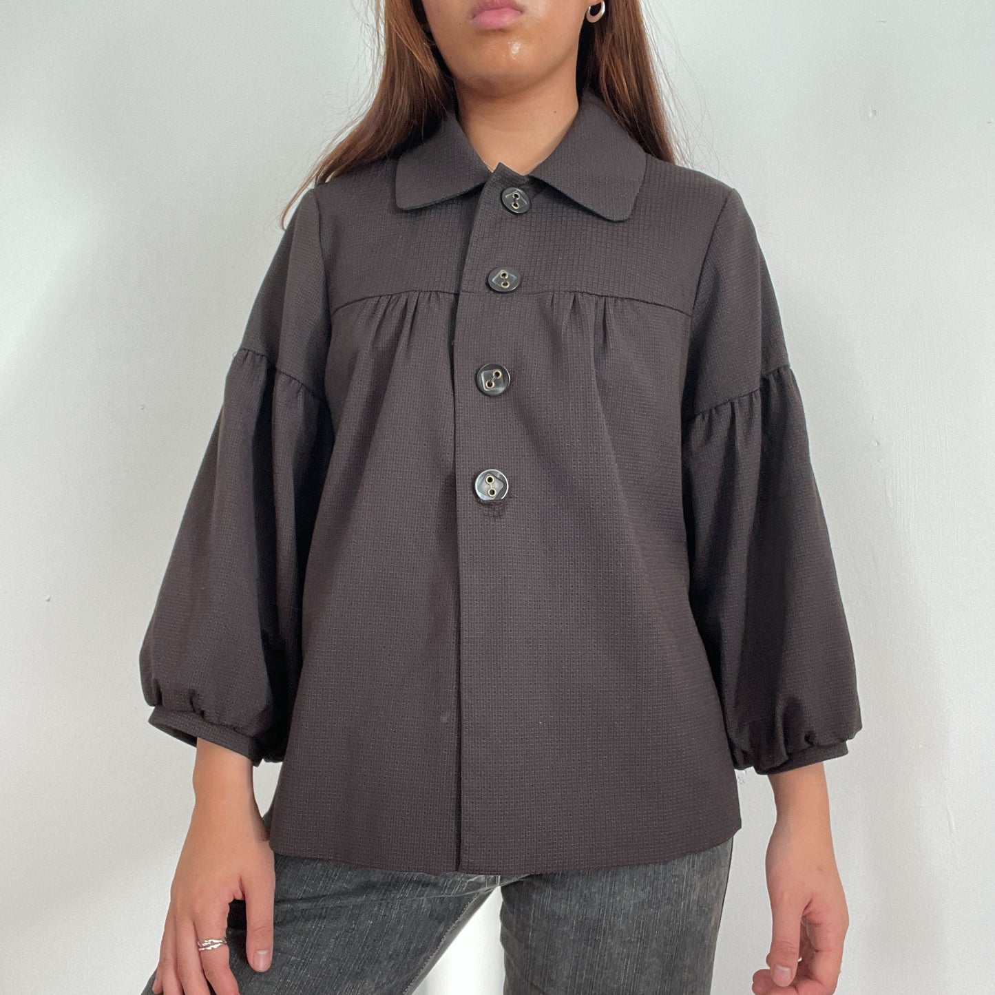 Vintage Brown Collared Swing Jacket