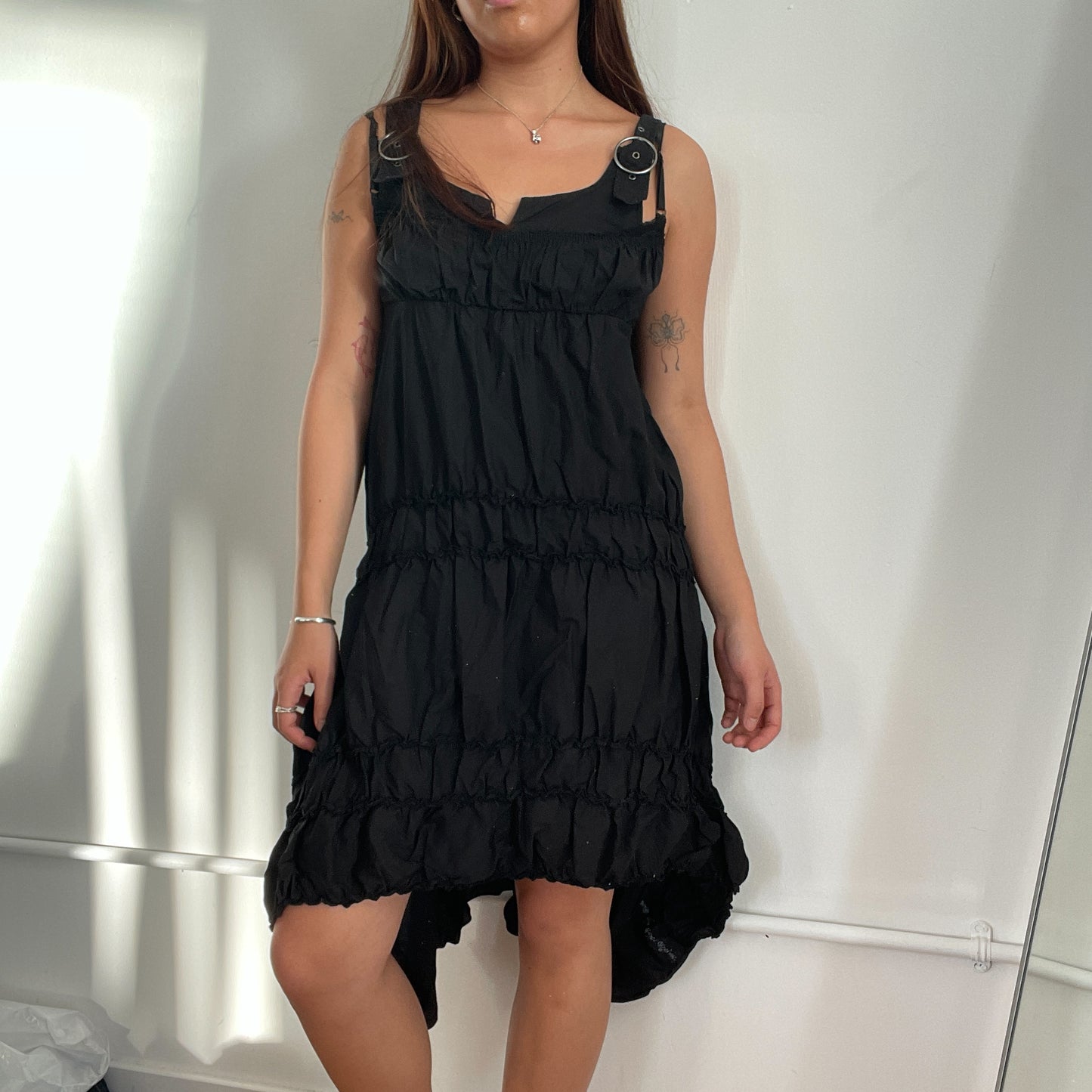 Vintage Black Cop Copine Textured Midi Dress