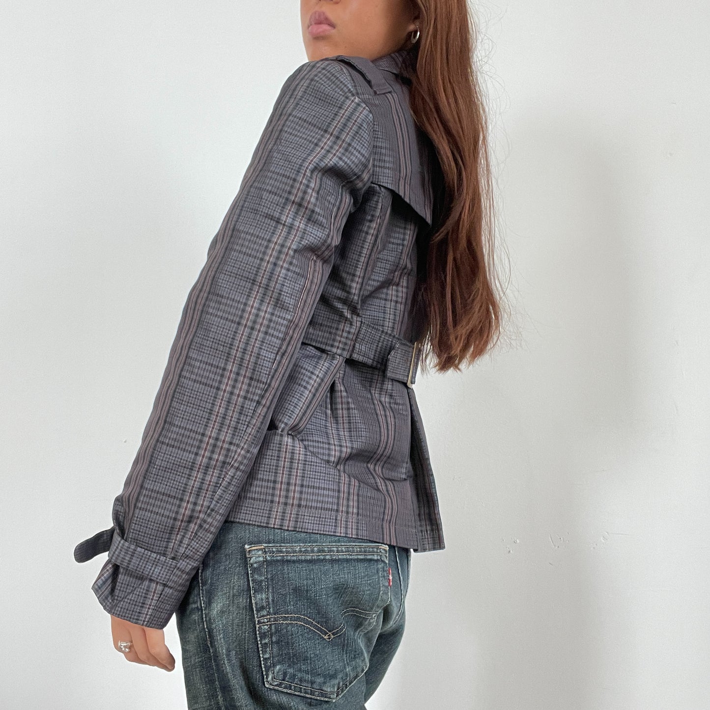 Vintage Purple Checkered Peacoat