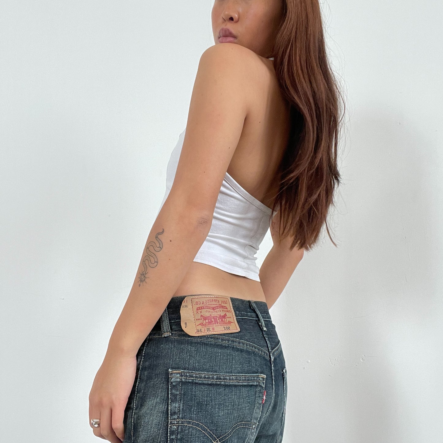 Vintage White Structured Halter Top