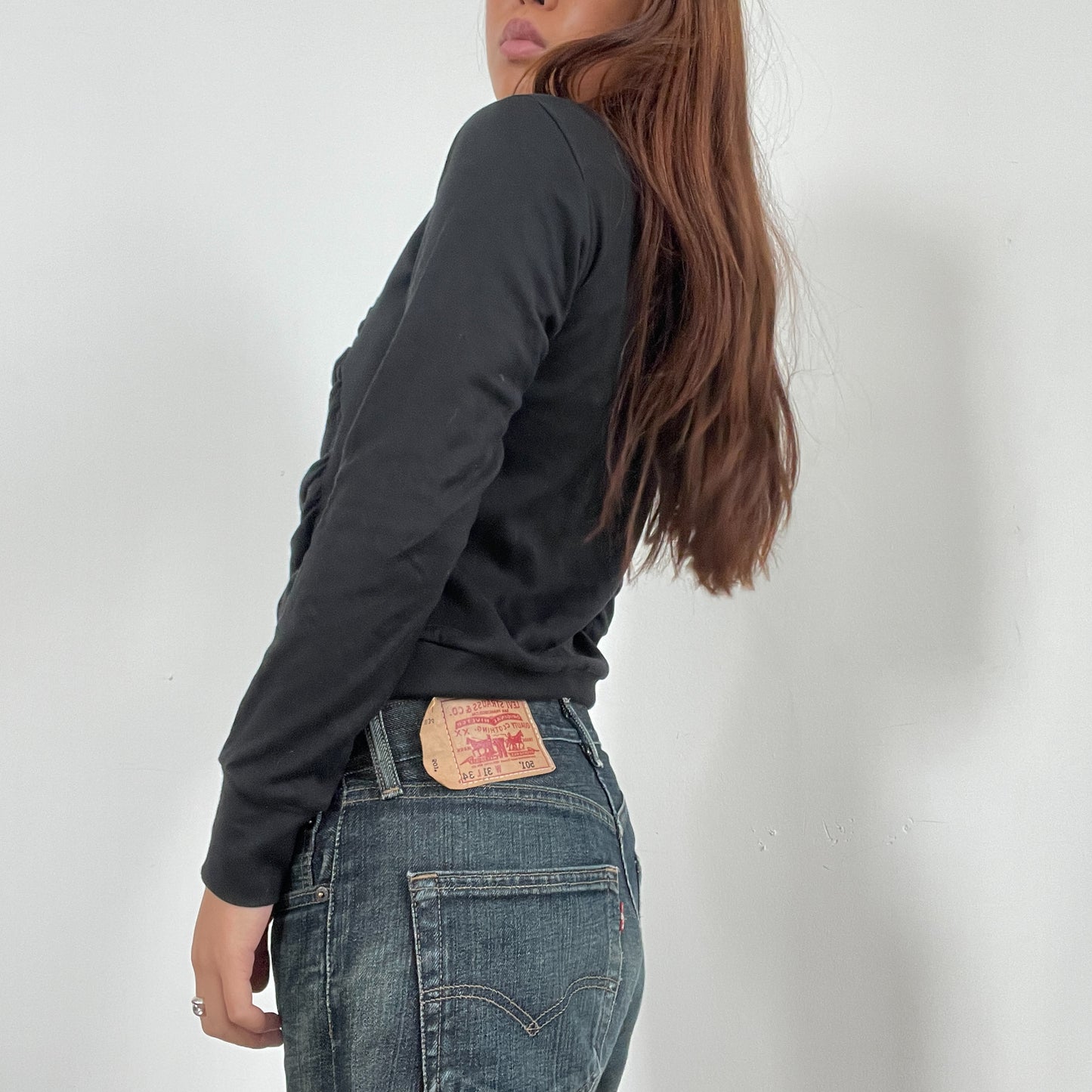 Vintage Black Slouchy Long Sleeve Top